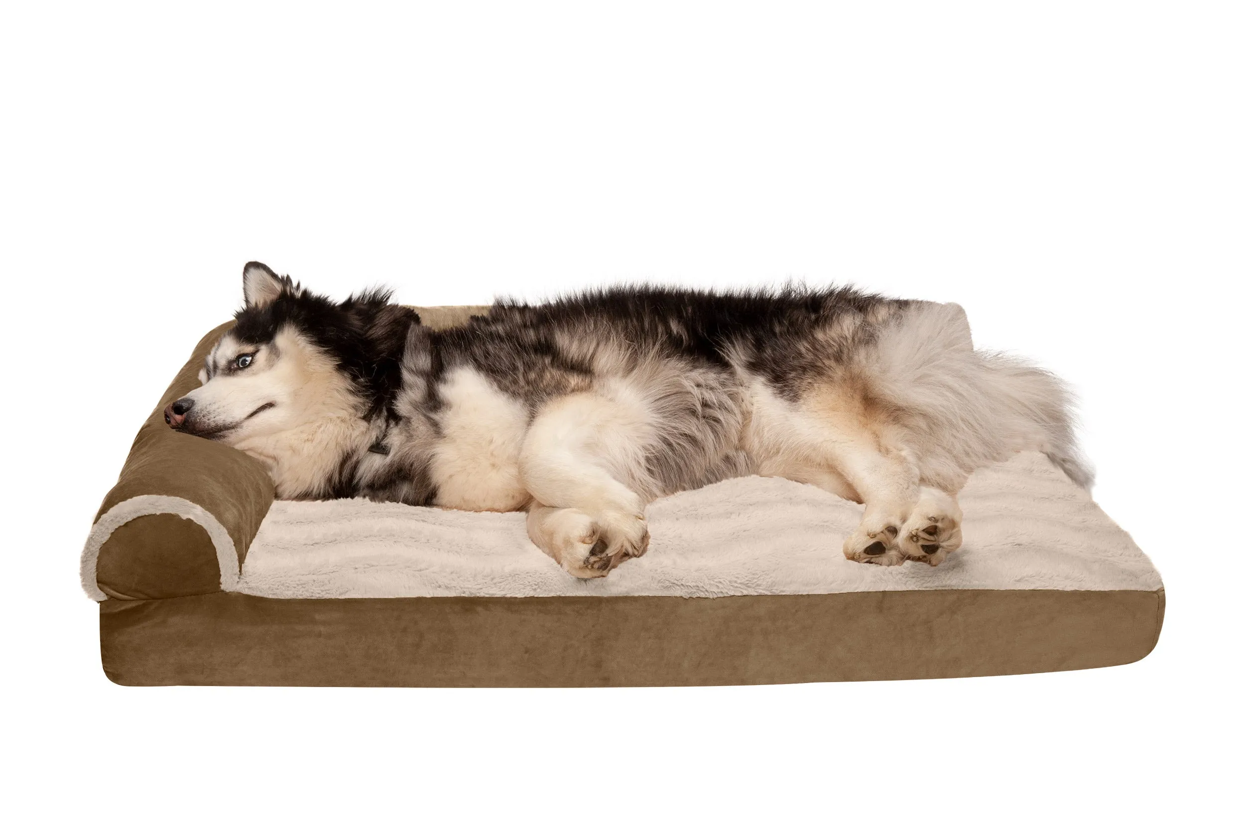 Deluxe Chaise Lounge Dog Bed - Wave Fur & Velvet