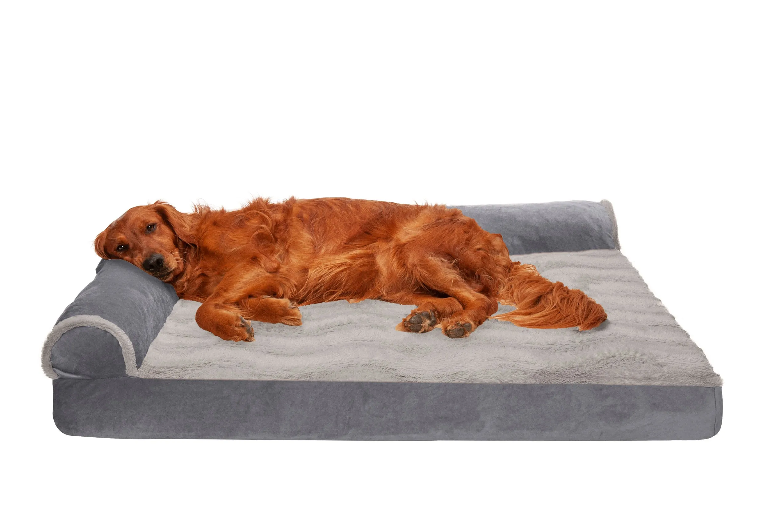 Deluxe Chaise Lounge Dog Bed - Wave Fur & Velvet