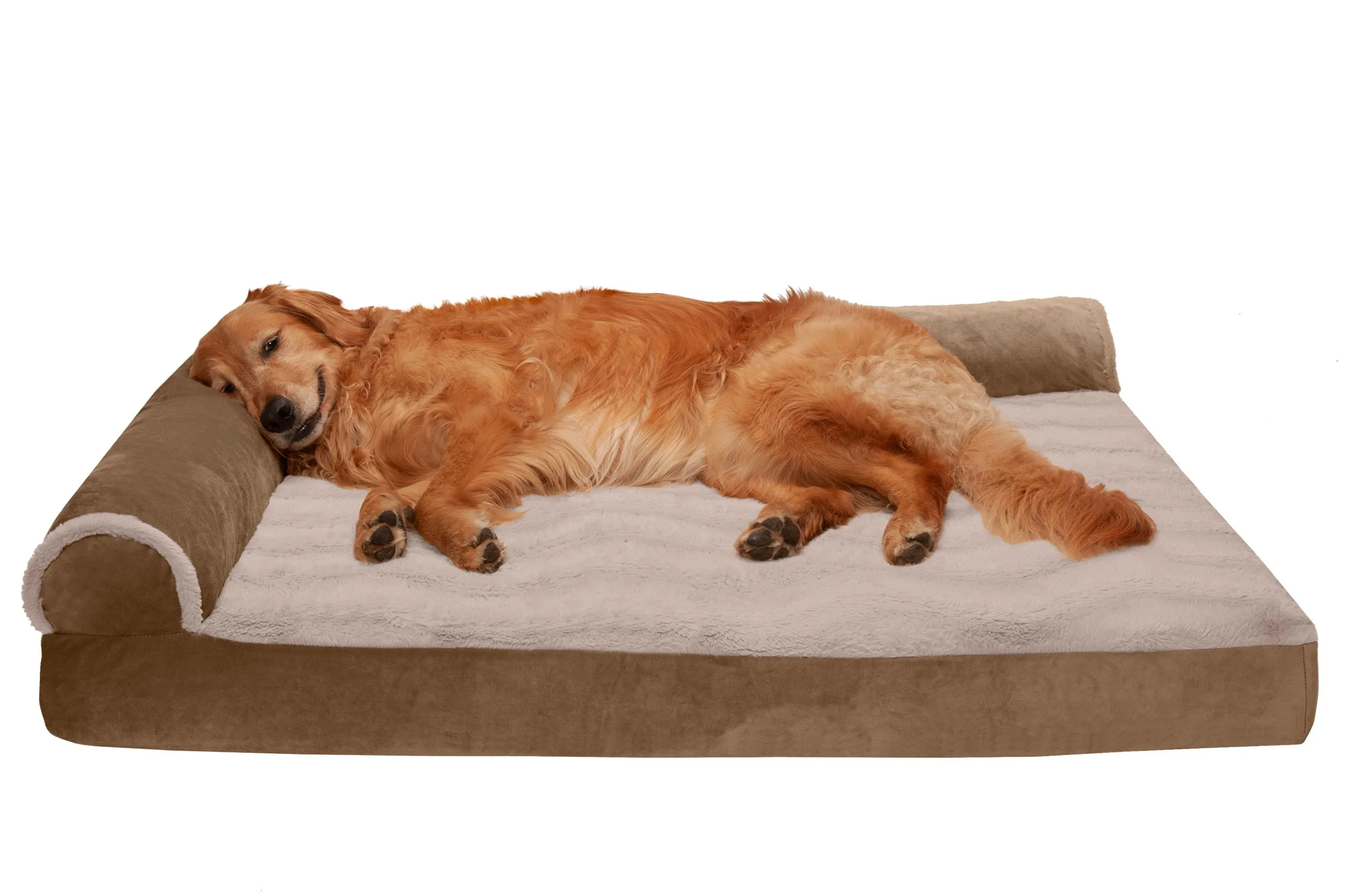 Deluxe Chaise Lounge Dog Bed - Wave Fur & Velvet