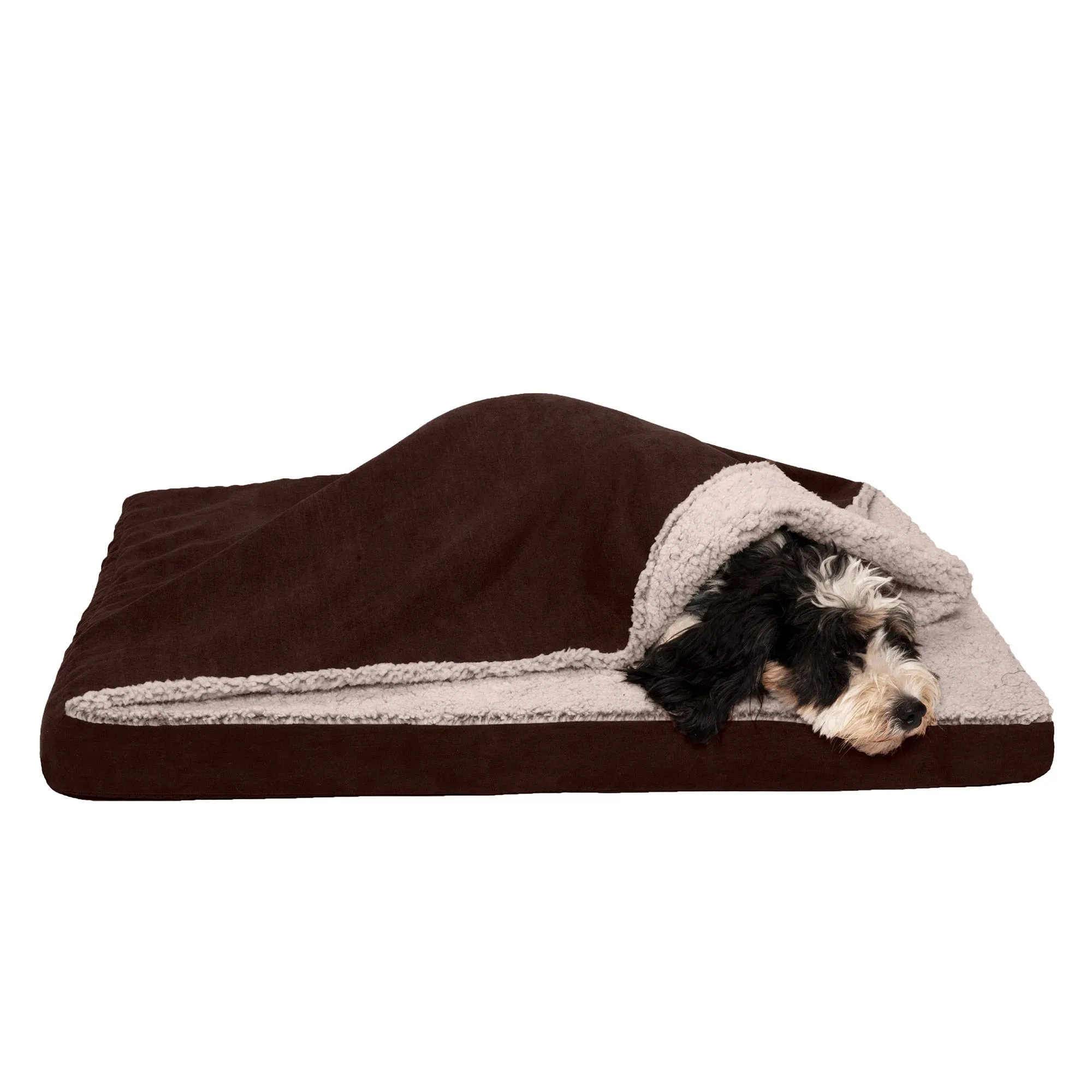 Deluxe Mattress Dog Bed - Berber & Suede Blanket Top