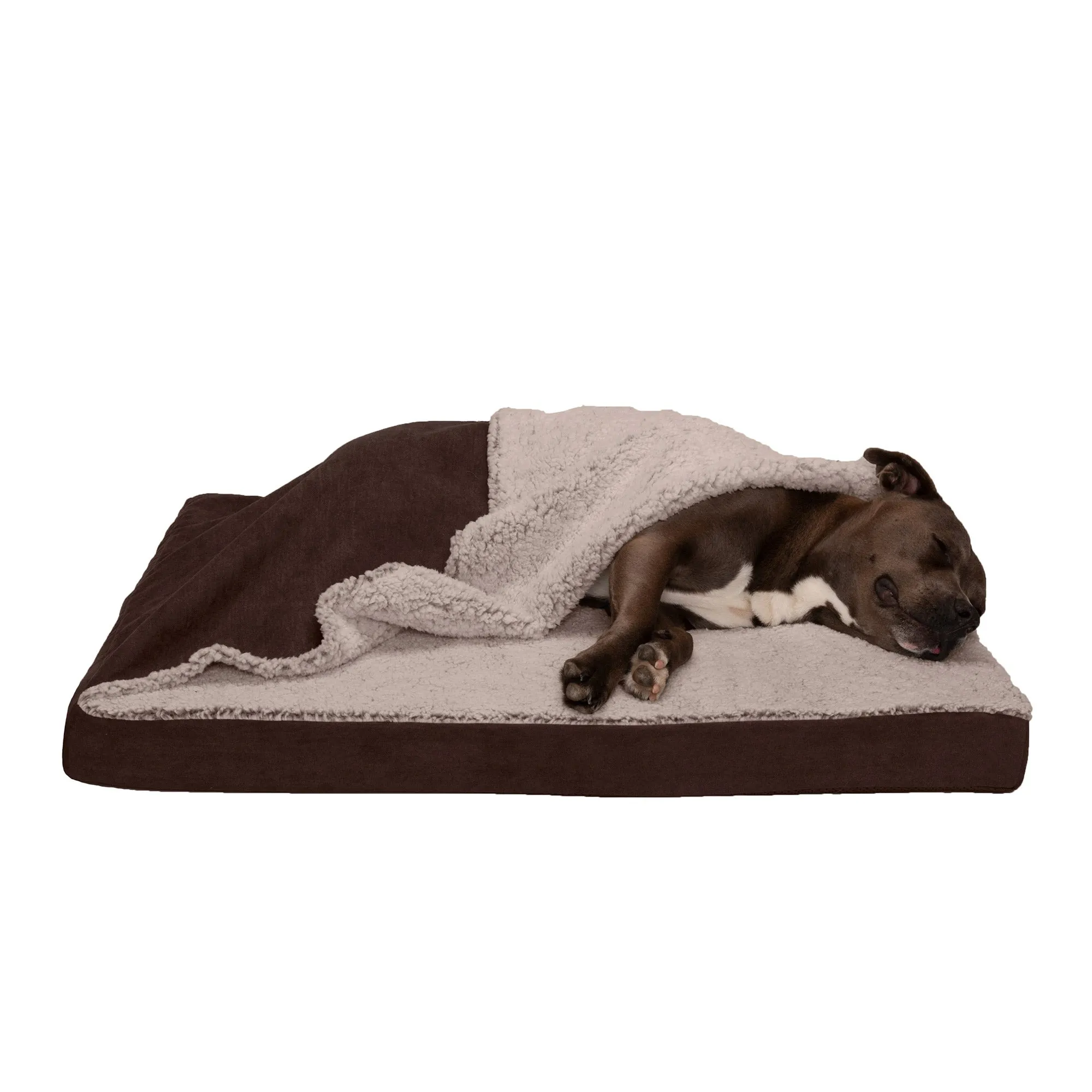 Deluxe Mattress Dog Bed - Berber & Suede Blanket Top