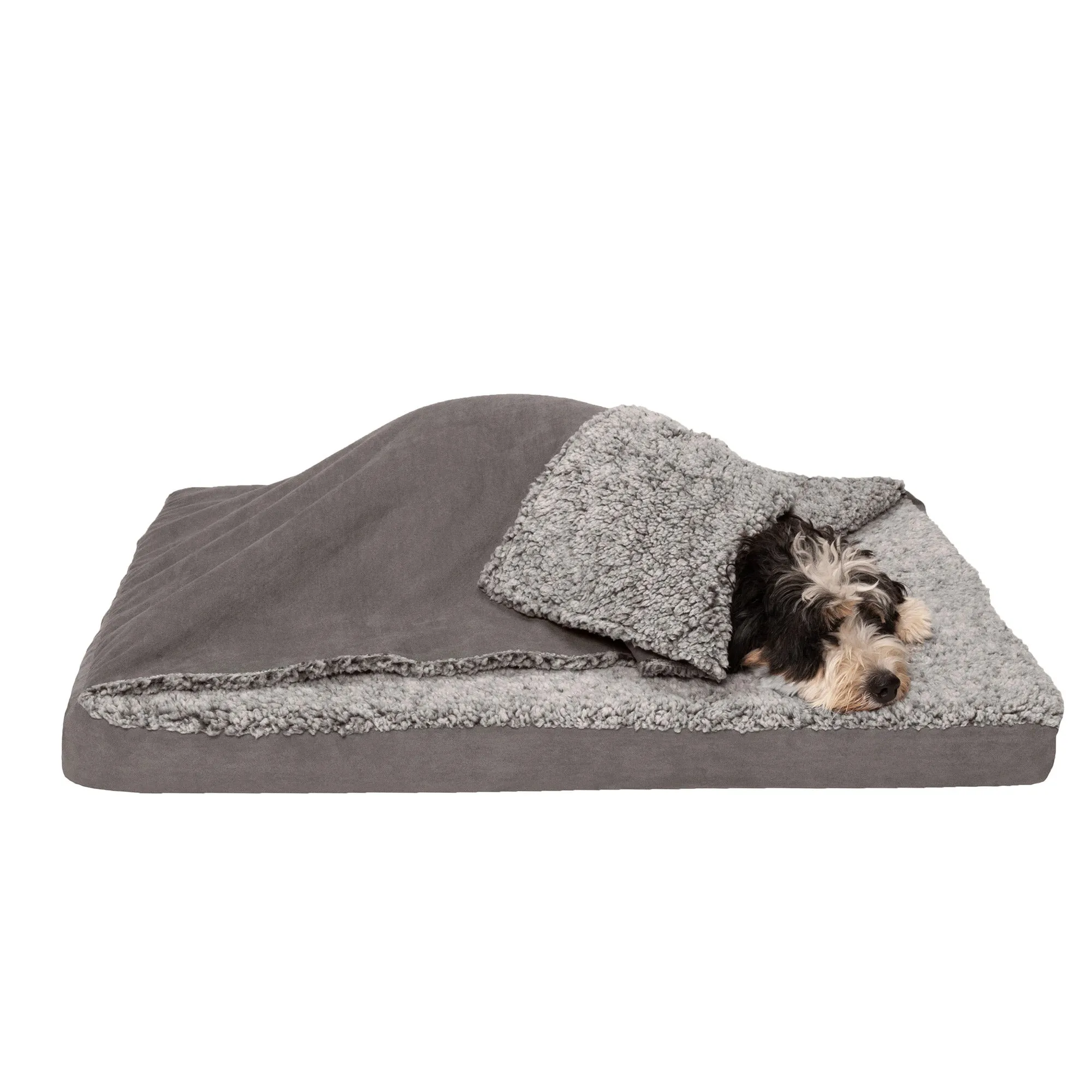 Deluxe Mattress Dog Bed - Berber & Suede Blanket Top