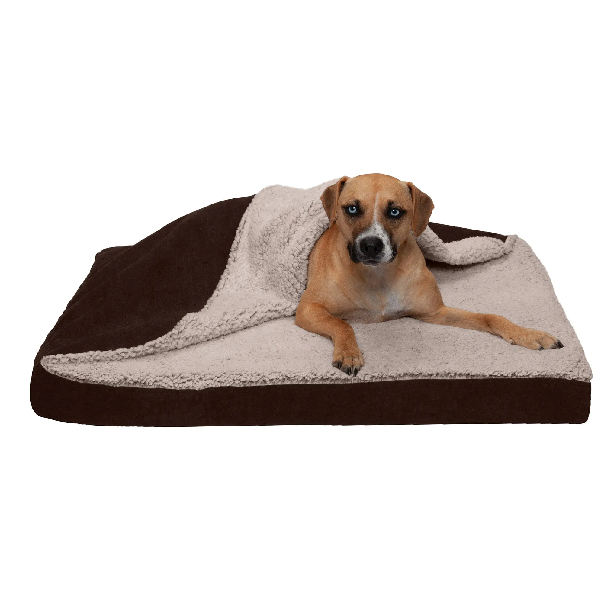 Deluxe Mattress Dog Bed - Berber & Suede Blanket Top