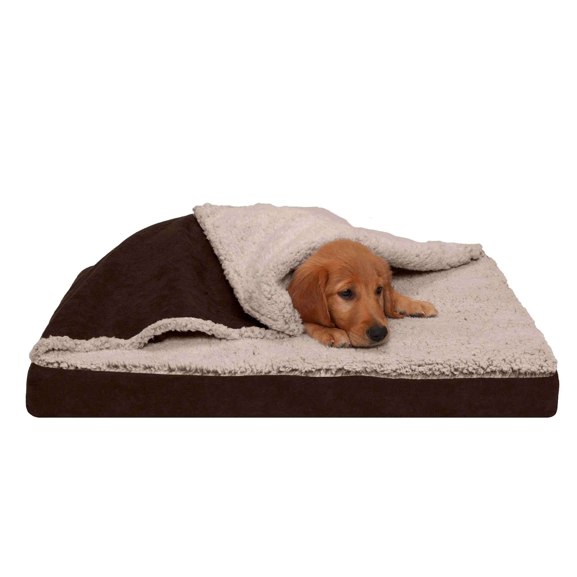 Deluxe Mattress Dog Bed - Berber & Suede Blanket Top