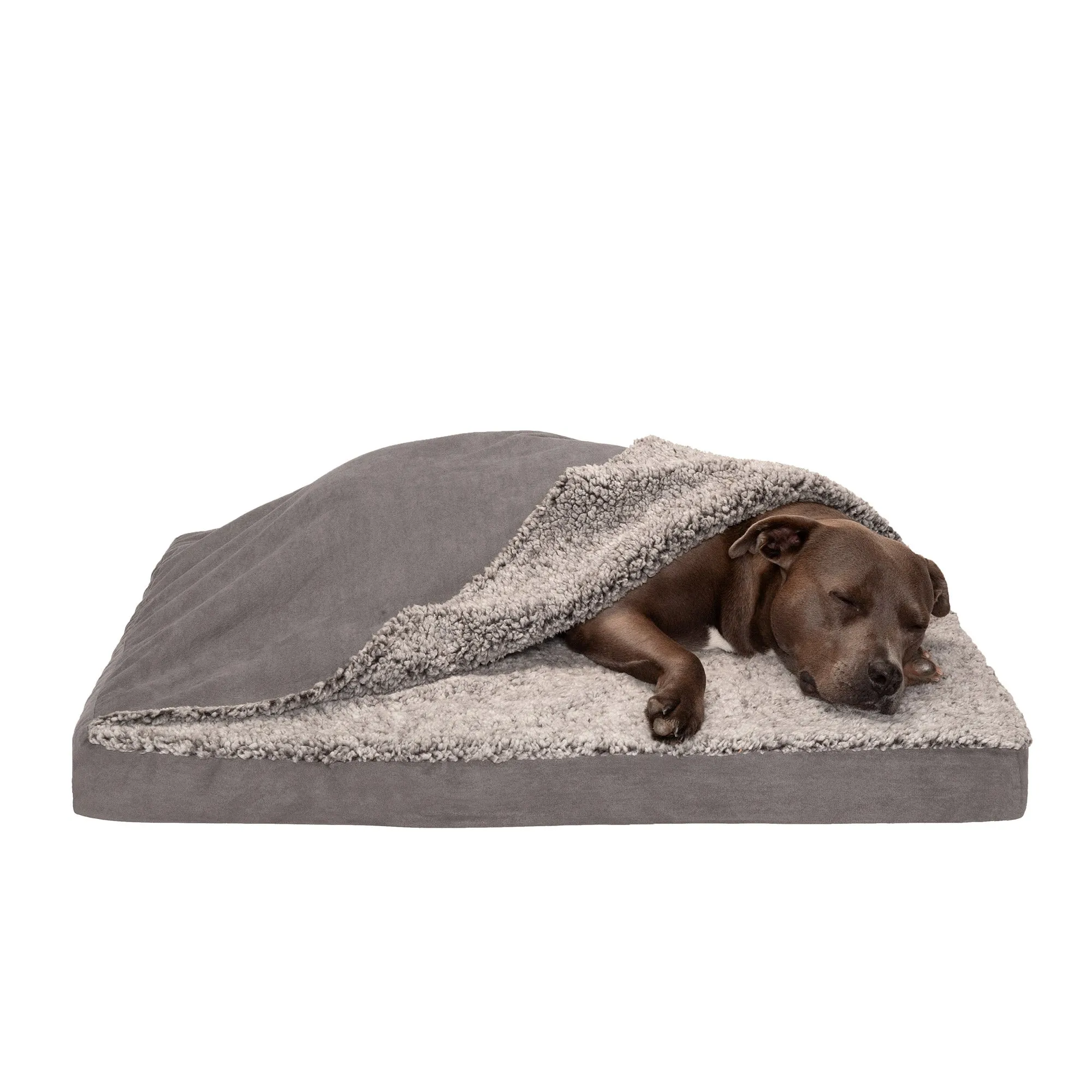 Deluxe Mattress Dog Bed - Berber & Suede Blanket Top