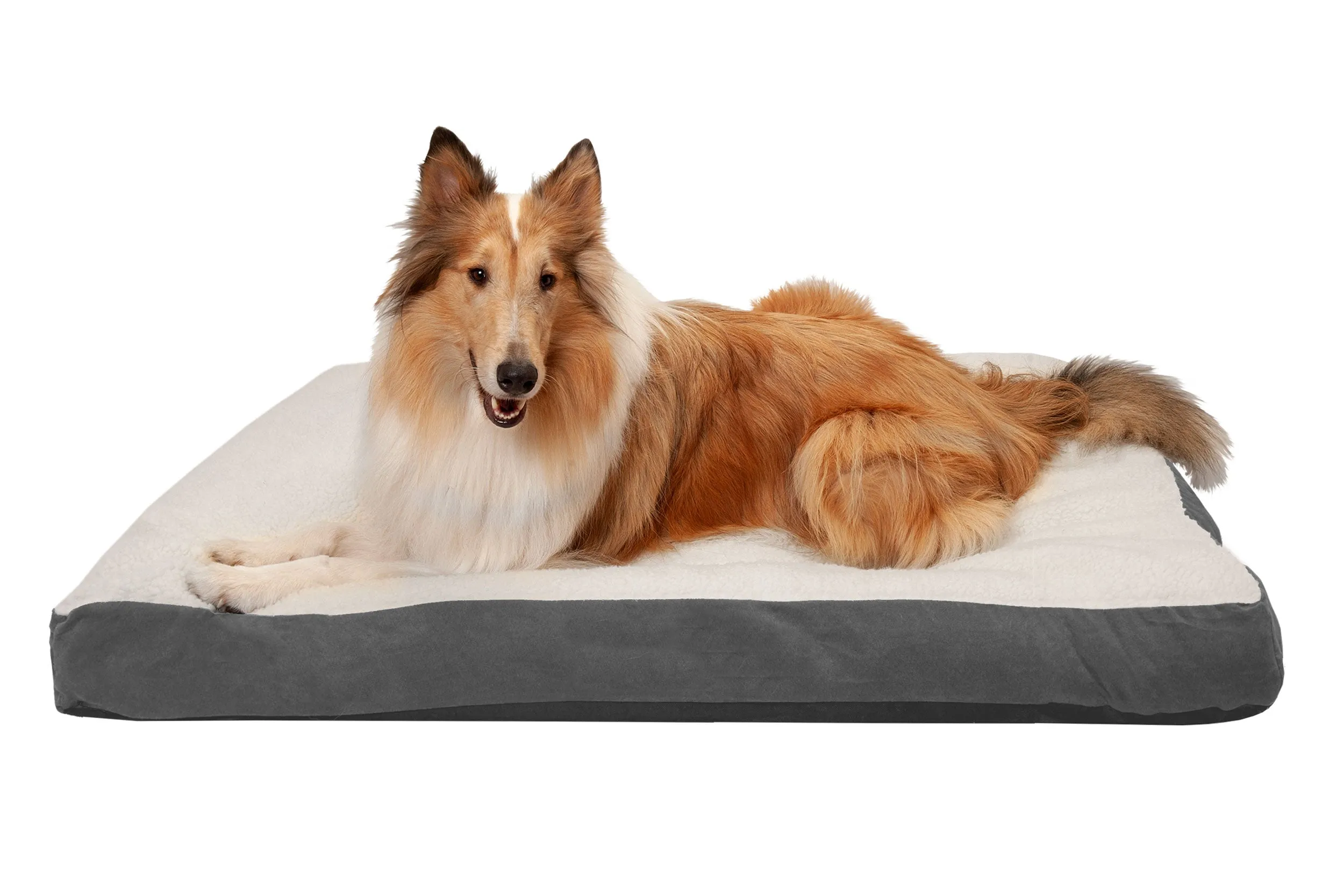 Deluxe Mattress Dog Bed - Faux Sheepskin & Suede