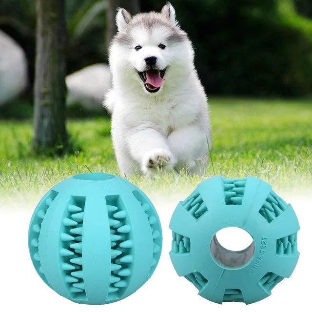 Dog Toy Rubber Balls Pet Dog Cat Puppy Chew Toys Ball Chew Toys Tooth Cleaning Balls Food Light Blue