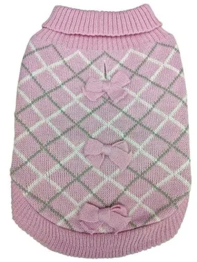 Fashion Pet Pretty in Plaid Dog Sweater Pink - Small