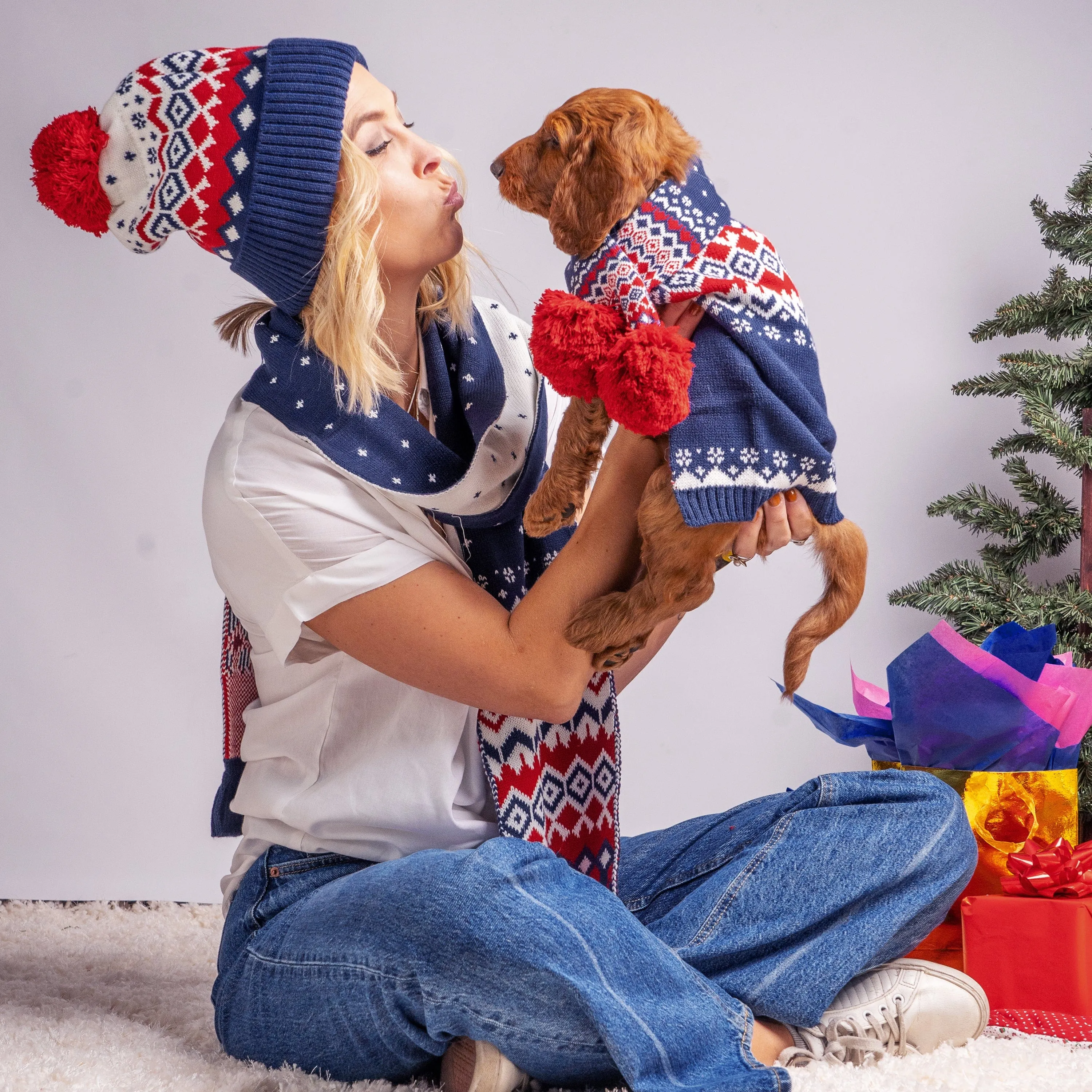 Festive Fair Isle Family Matching Sweater in Navy Blue