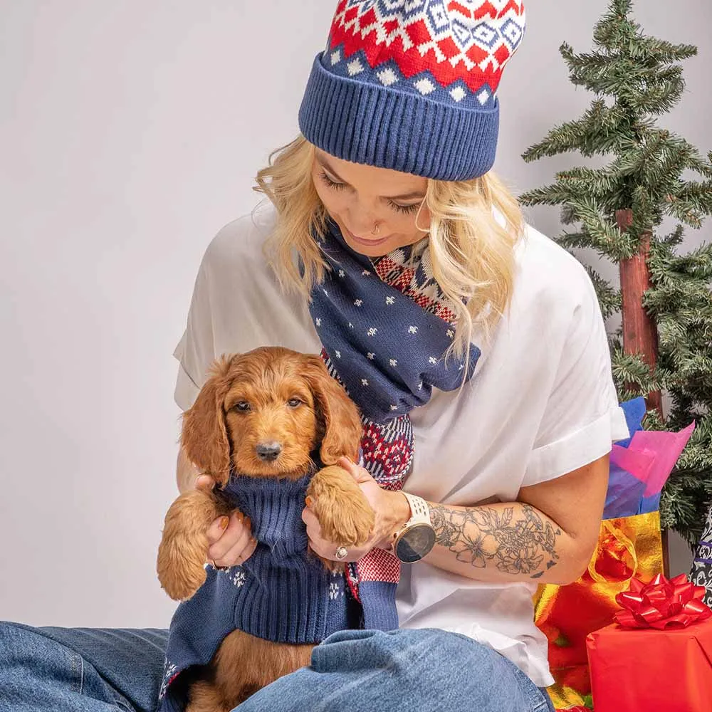 Festive Fair Isle Family Matching Sweater in Navy Blue