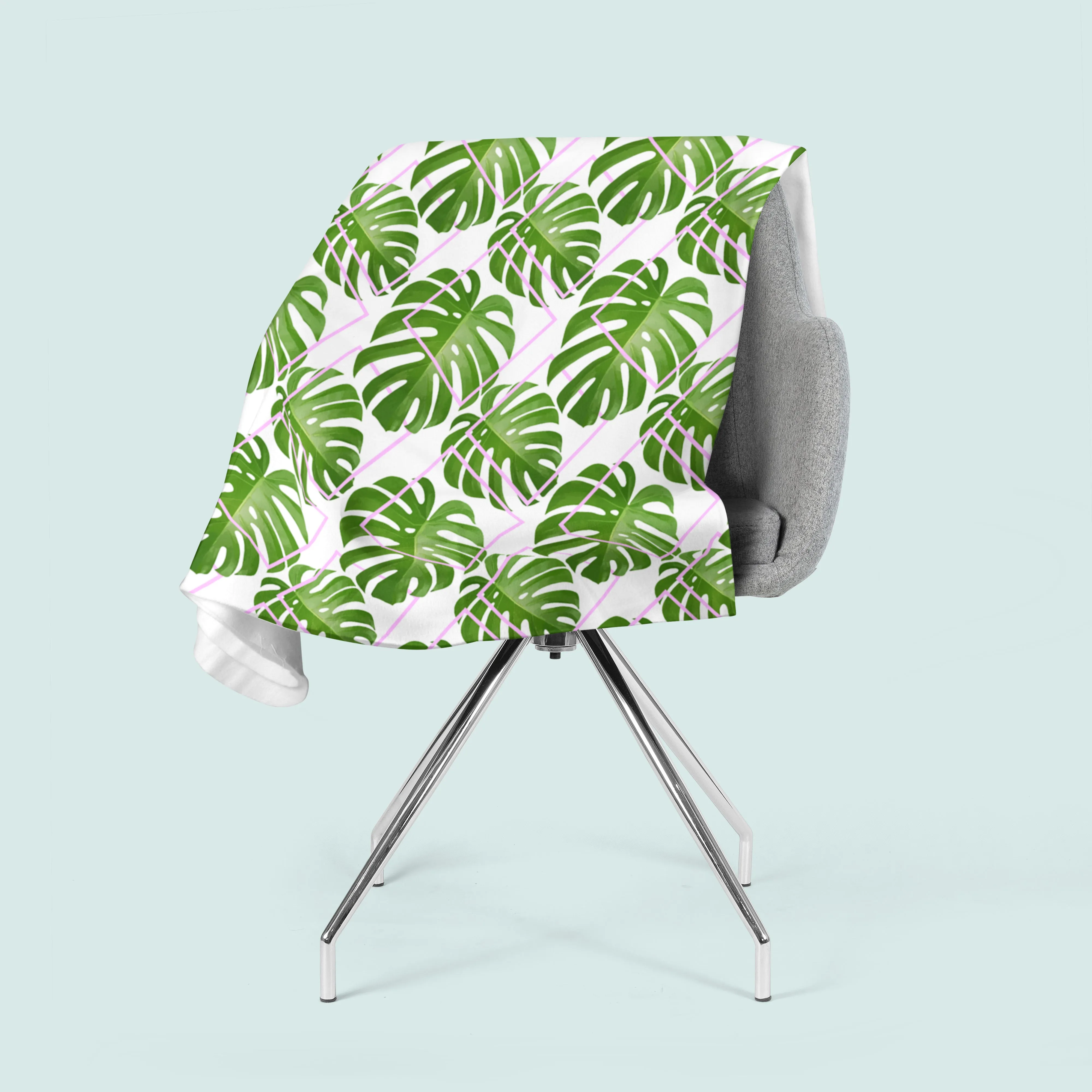 Fleece Blanket Tropical Palm Leaves