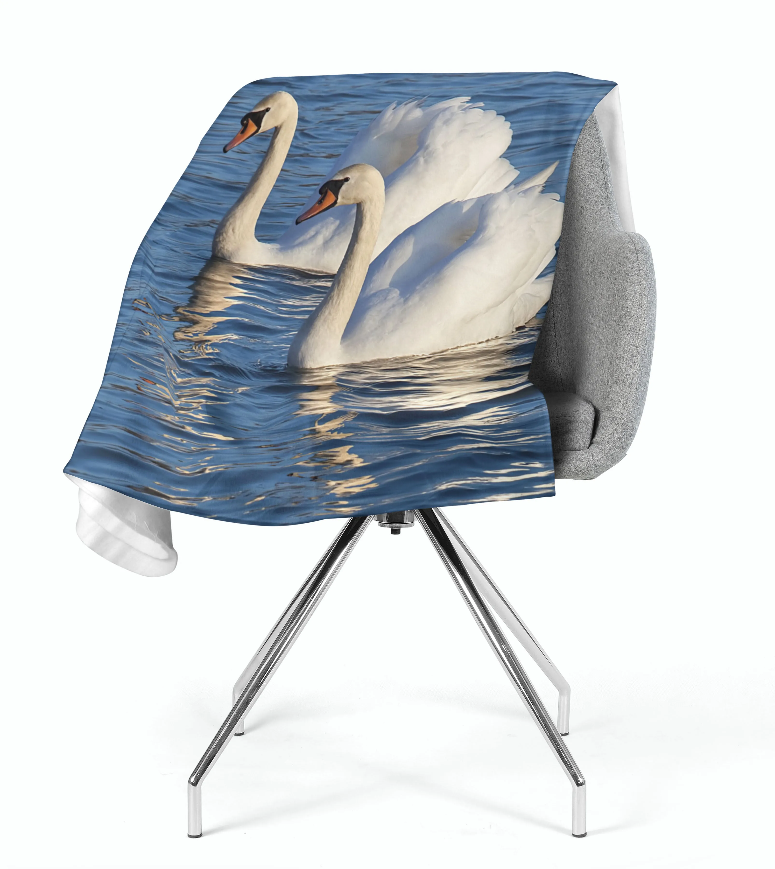 Fleece Blanket White Swans