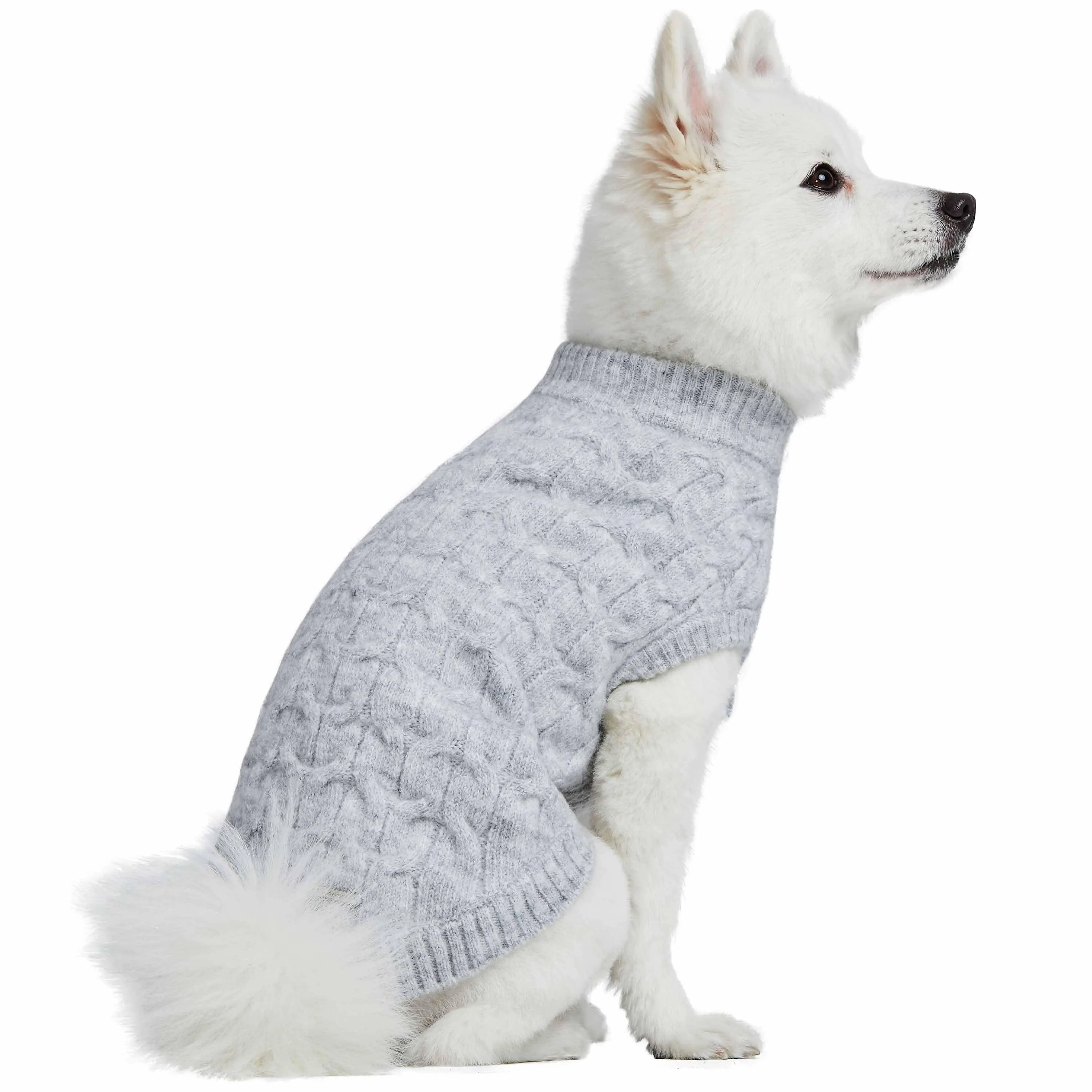 Fuzzy Textured Knit Dog Sweater, Crew-neck