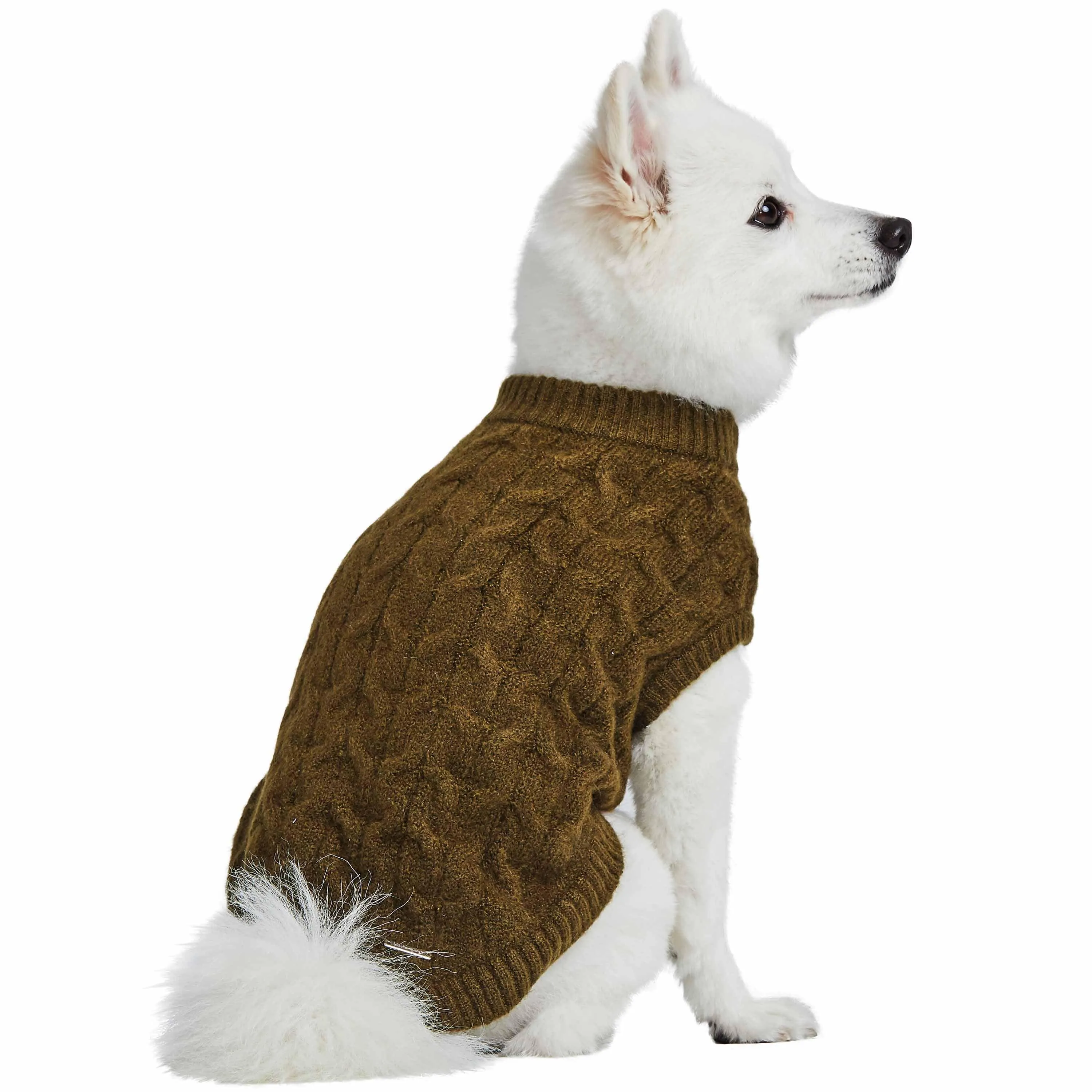 Fuzzy Textured Knit Dog Sweater, Crew-neck