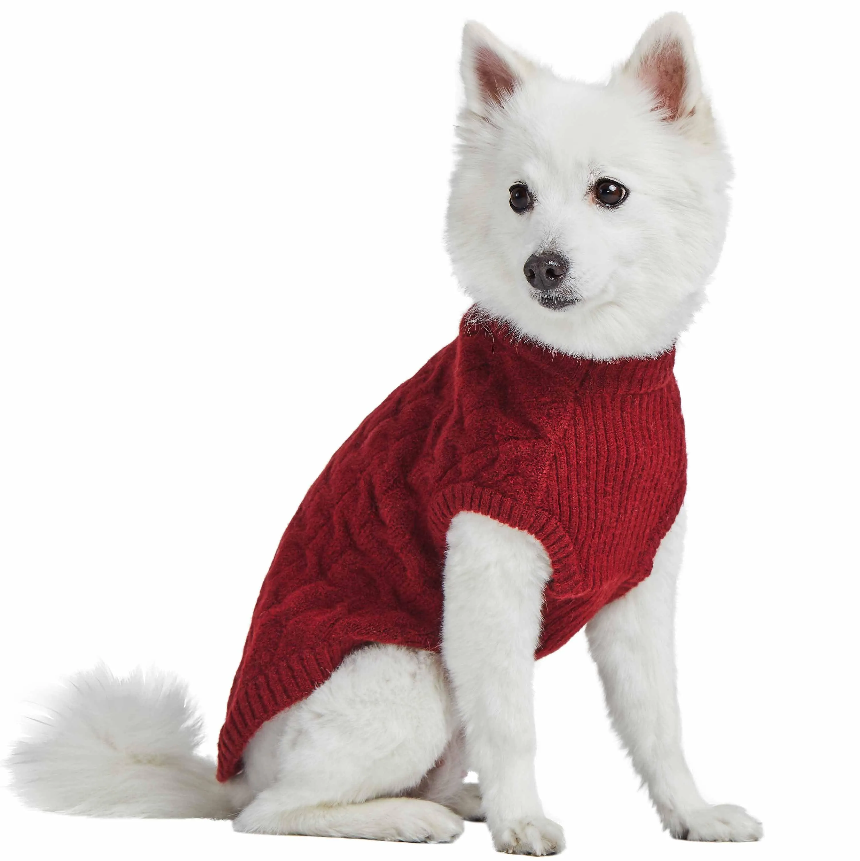 Fuzzy Textured Knit Dog Sweater, Crew-neck