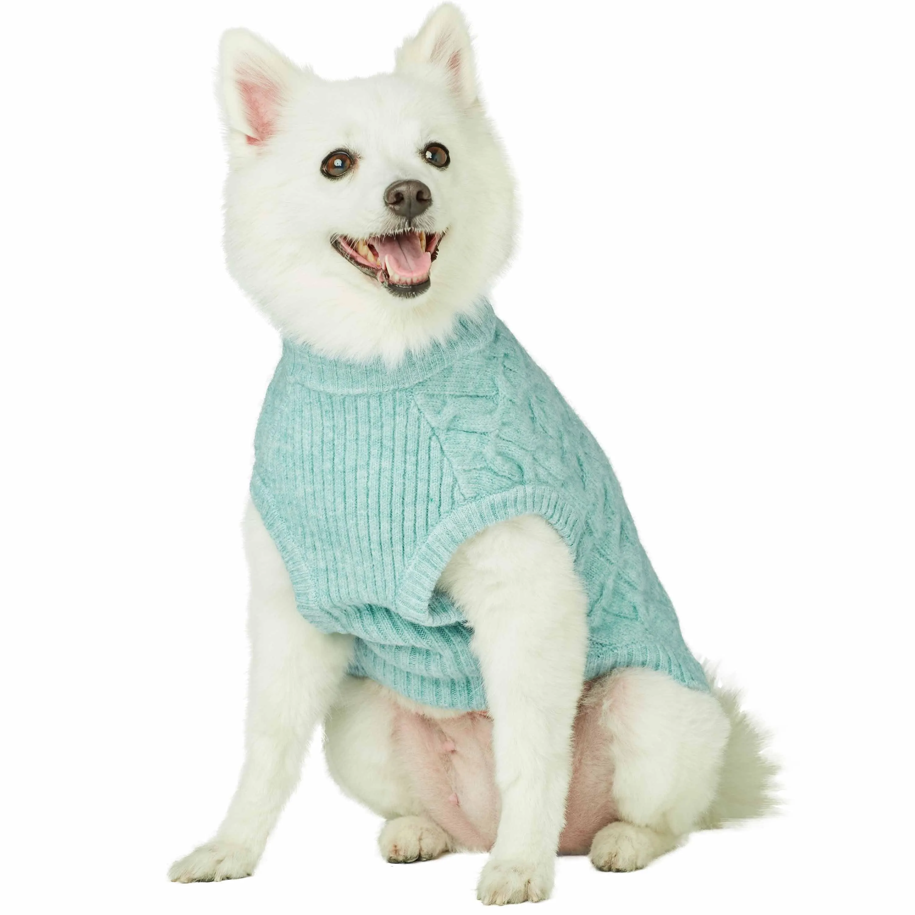 Fuzzy Textured Knit Dog Sweater, Crew-neck