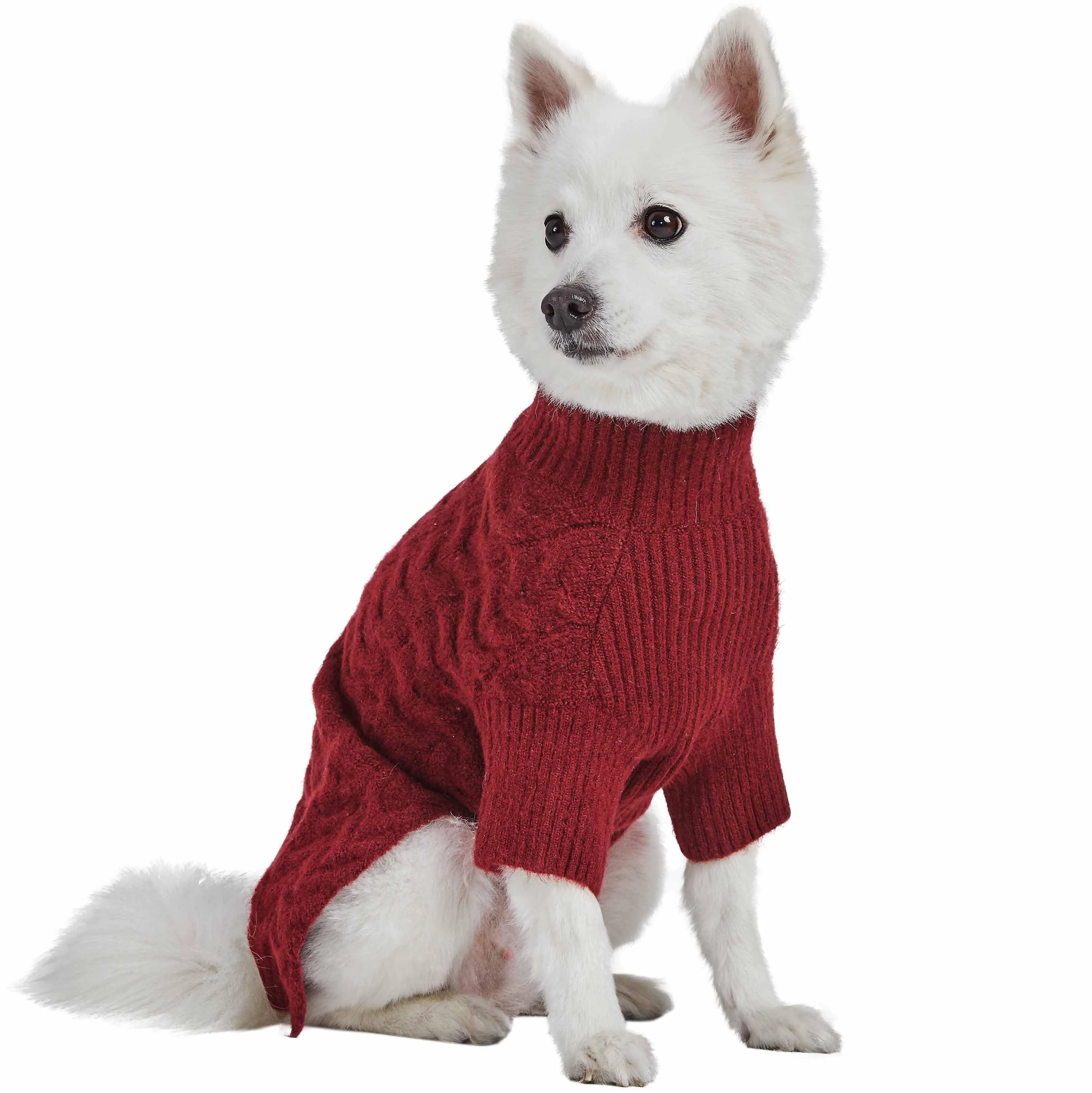 Fuzzy Textured Knit Dog Sweater, Turtle-neck