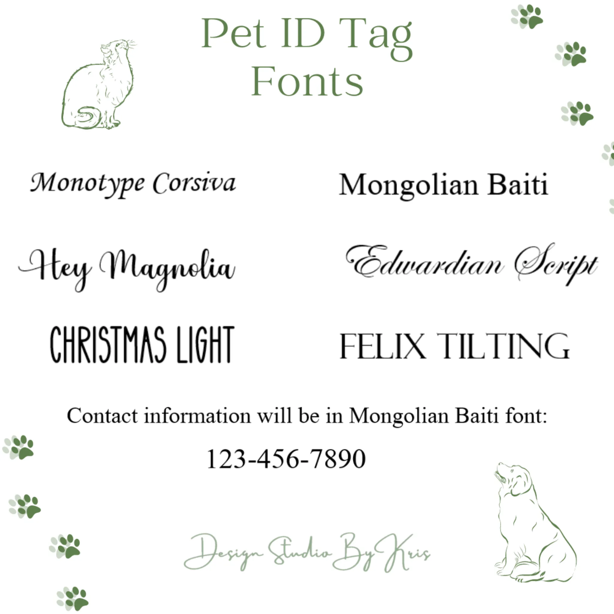 Green Cat Tag | Laser Engraved Pet Tag with Cat Face