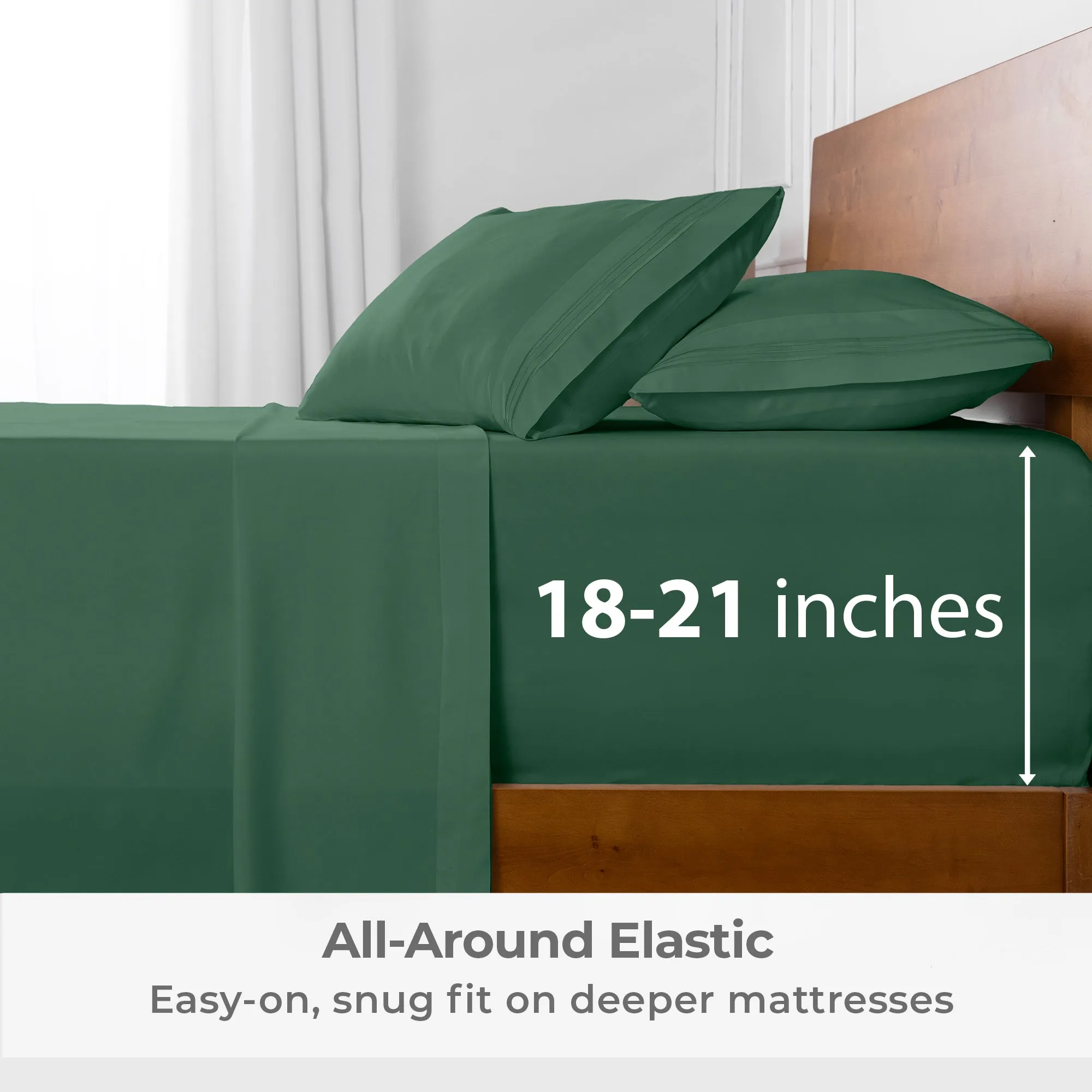 Iconic 4-Piece Extra-Deep Microfiber Sheet Set (Dark Colors)