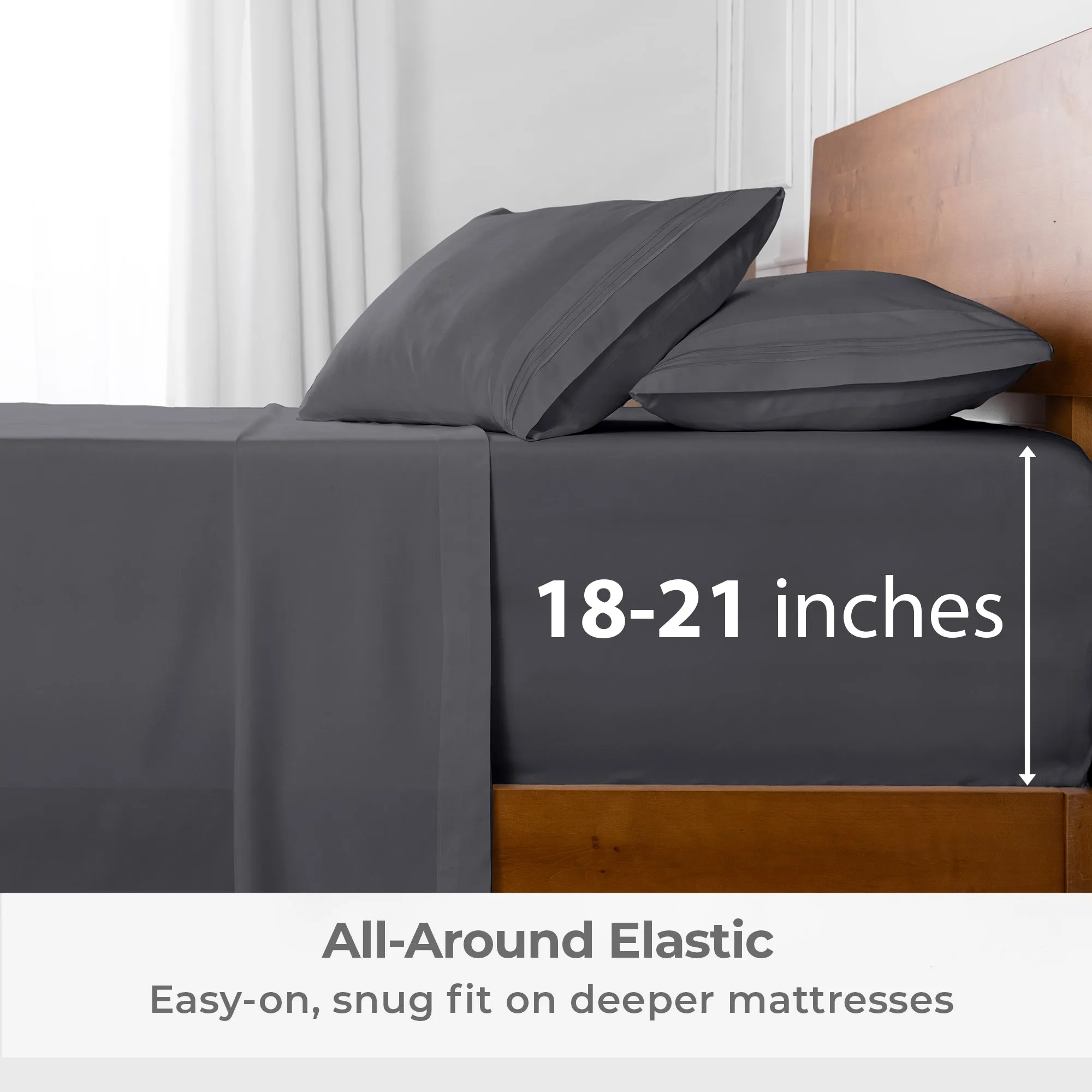 Iconic 4-Piece Extra-Deep Microfiber Sheet Set (Dark Colors)