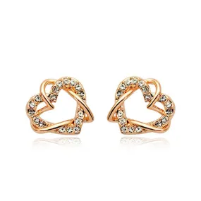 Luxury Gold Heart Rose Gold Color Stud Earrings