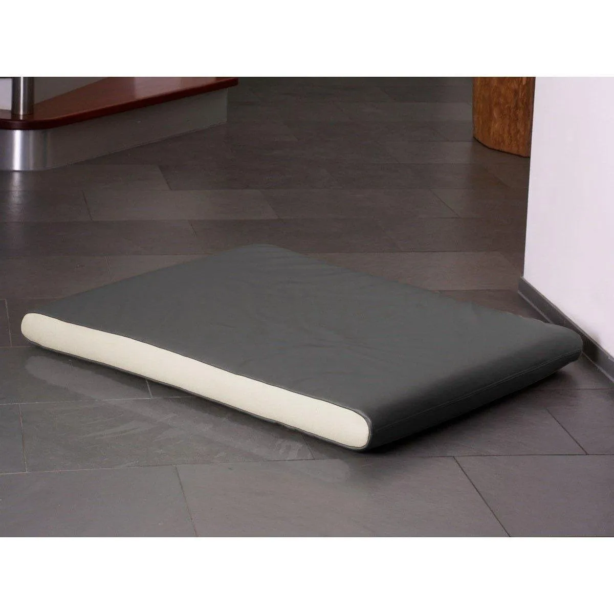 Memory Foam Dog Mattress in Grey Faux Leather