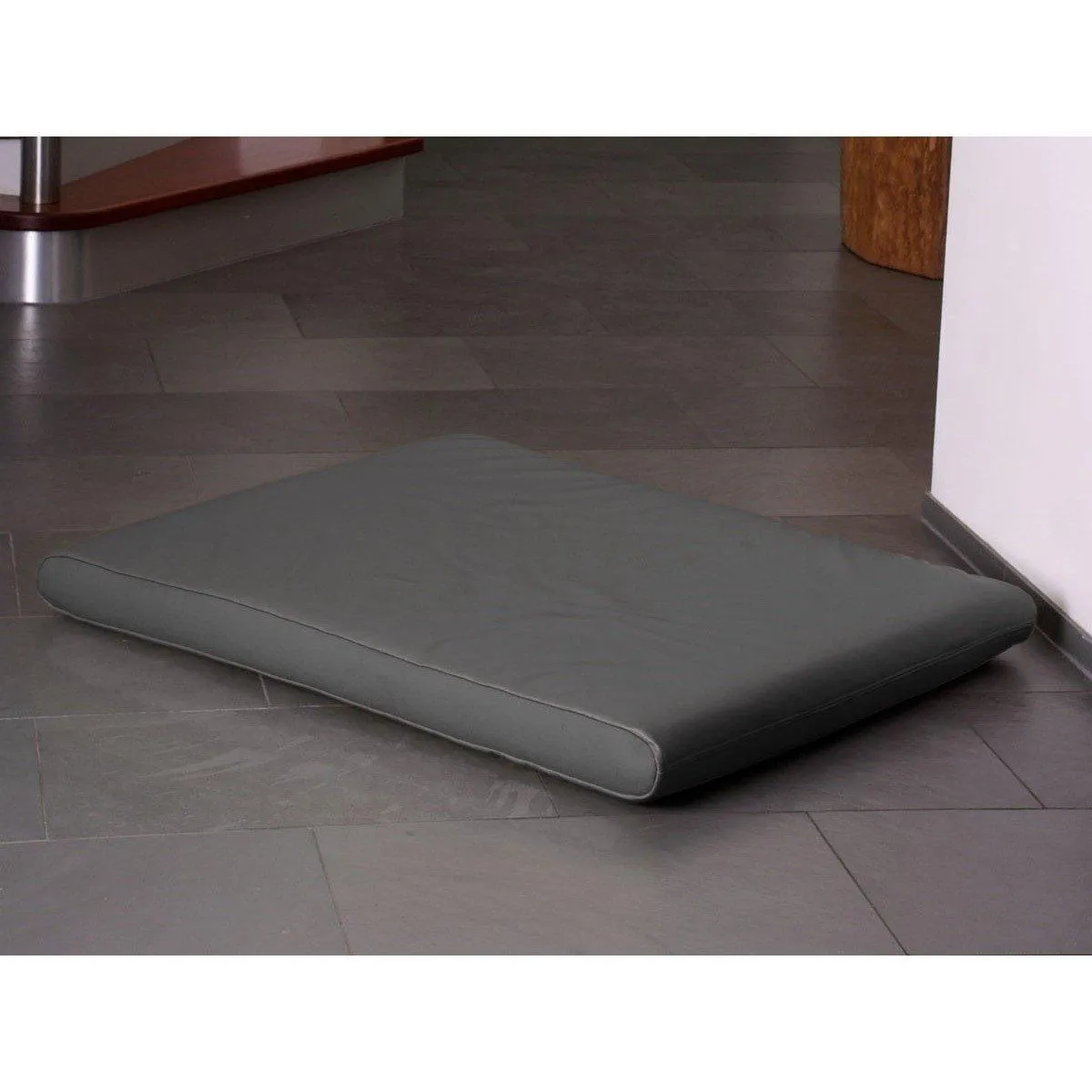 Memory Foam Dog Mattress in Grey Faux Leather