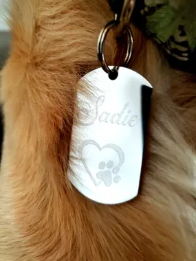 Military Style Dog ID Tag | Laser Engraved Stainless Steel