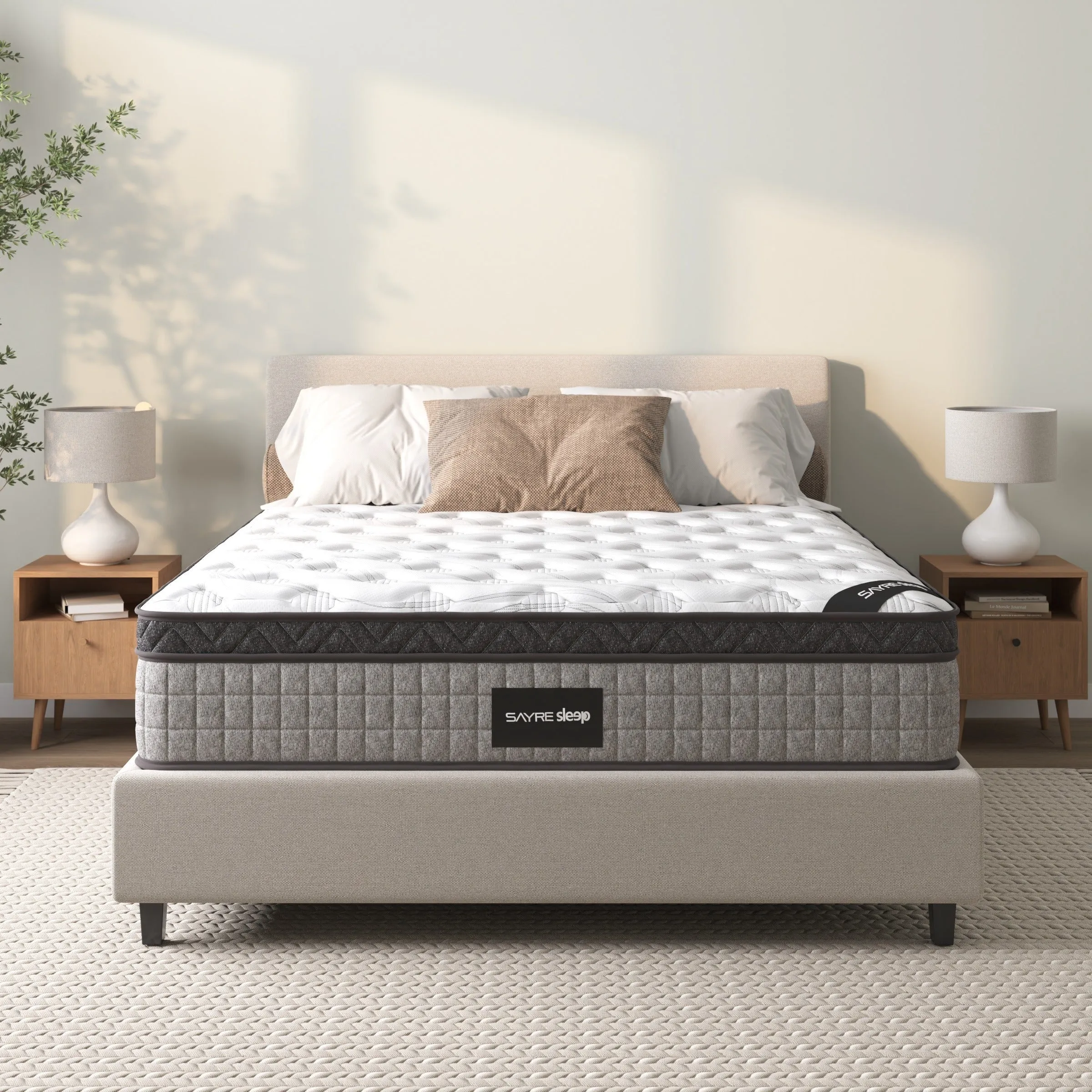 Queen Mattress, 12" Diamond Hybrid Innerspring & Cool Gel Memory Foam, Medium