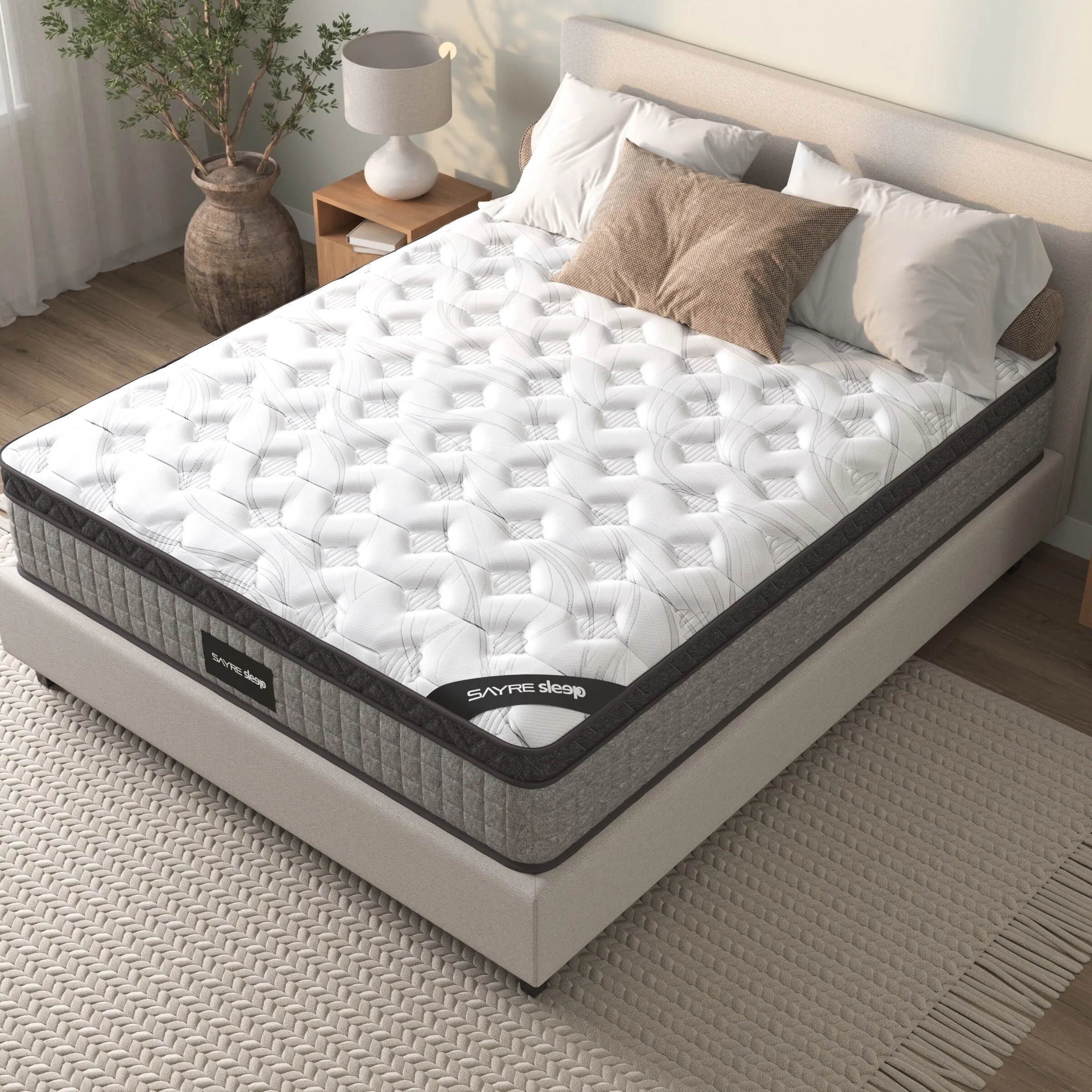 Queen Mattress, 12" Diamond Hybrid Innerspring & Cool Gel Memory Foam, Medium