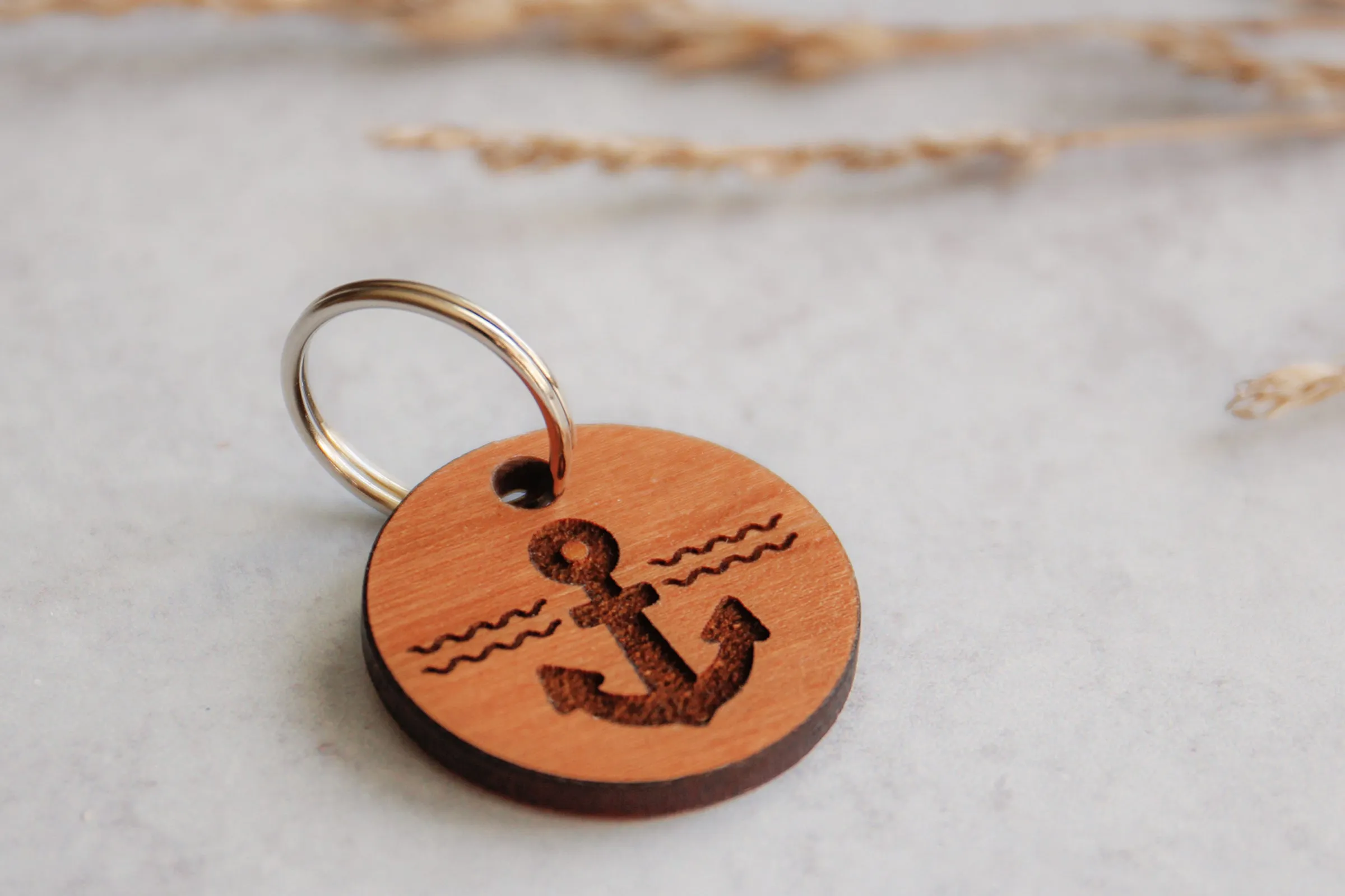 "Anchor" Wooden Pet ID Tag