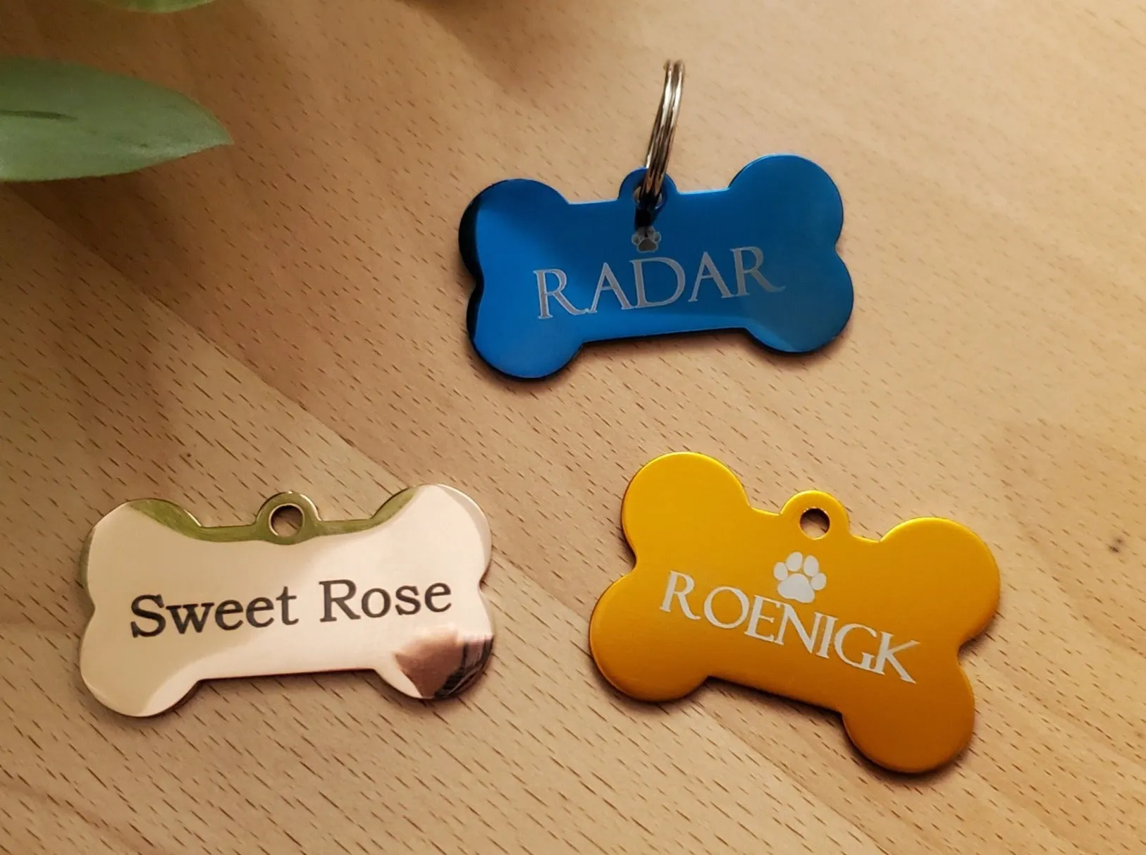 Rose Gold Bone Pet Tag | Laser Engraved Dog Tag Stainless Steel