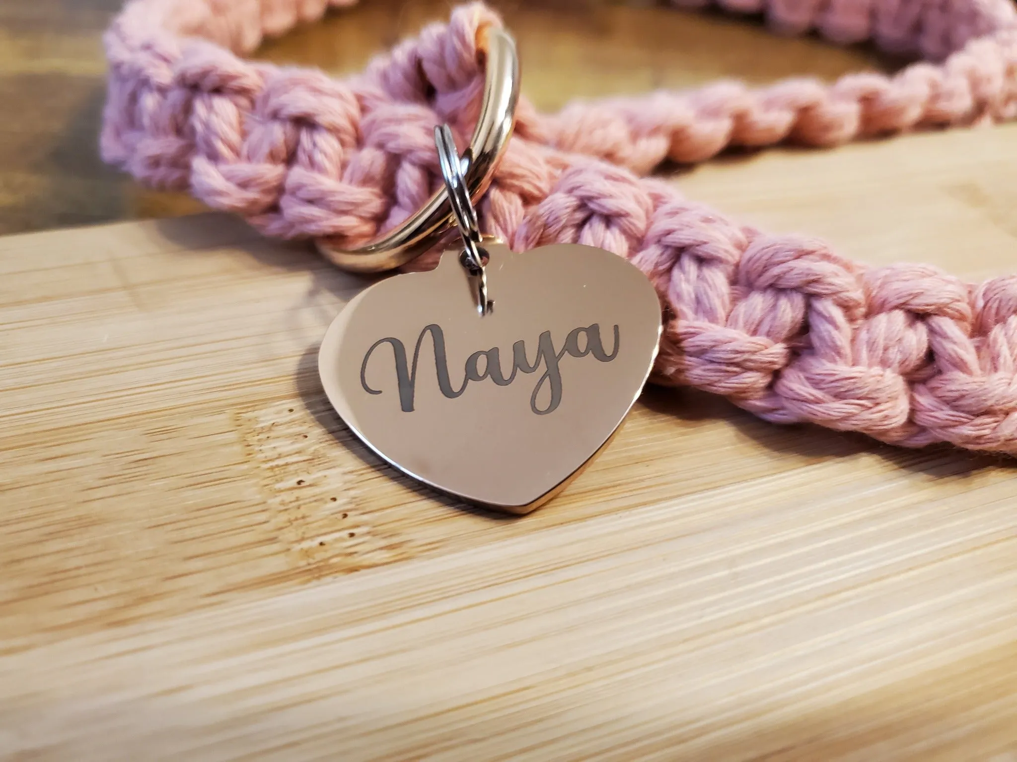 Rose Gold Heart Shaped Pet ID Tag | Laser Engraved