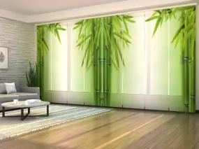 Set of 8 Panel Curtains Green Bamboo 2