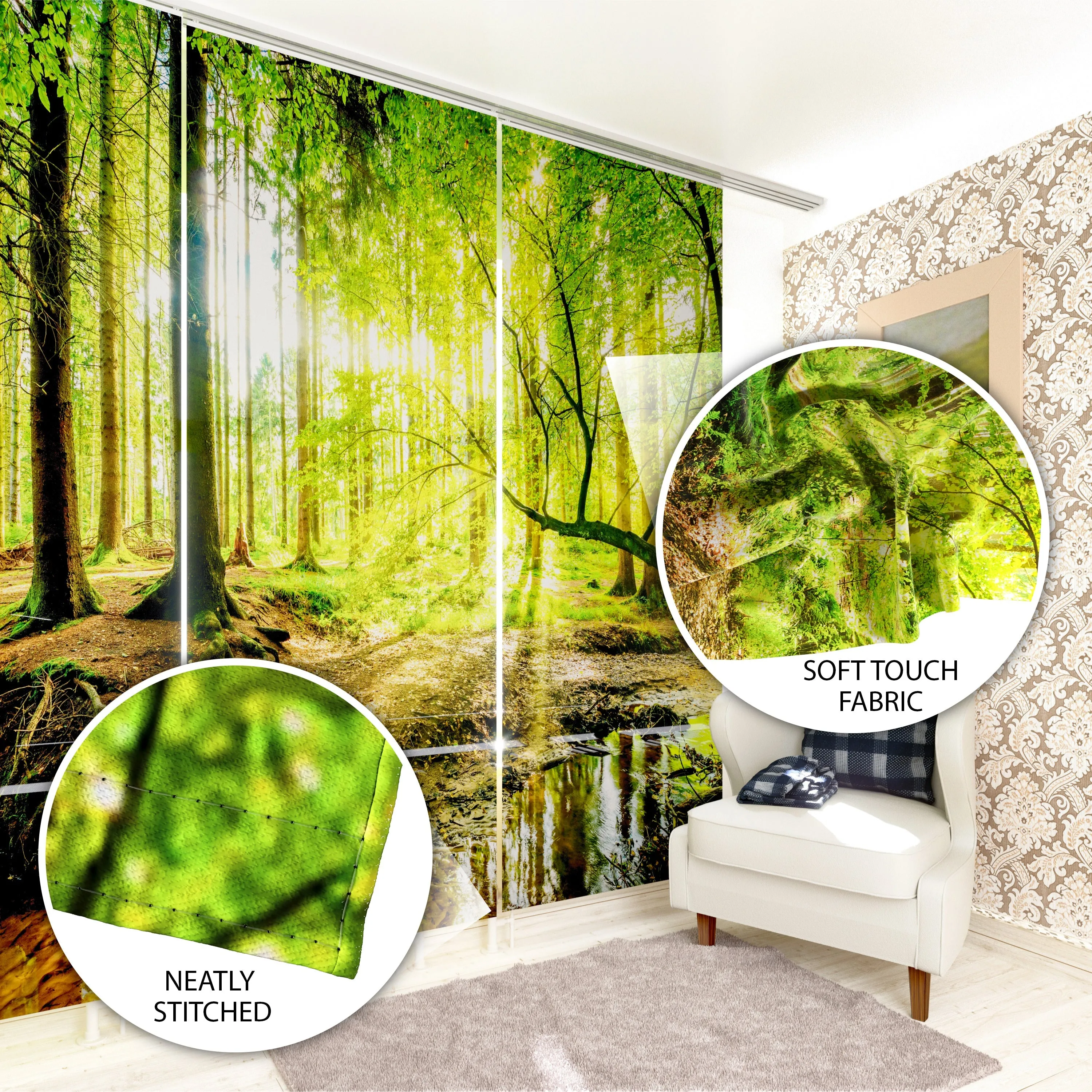 Sliding Panel Curtain Butterfly Tree