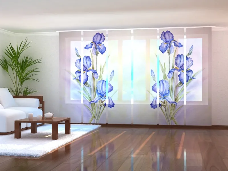 Sliding Panel Curtain Delicate Blue Irises