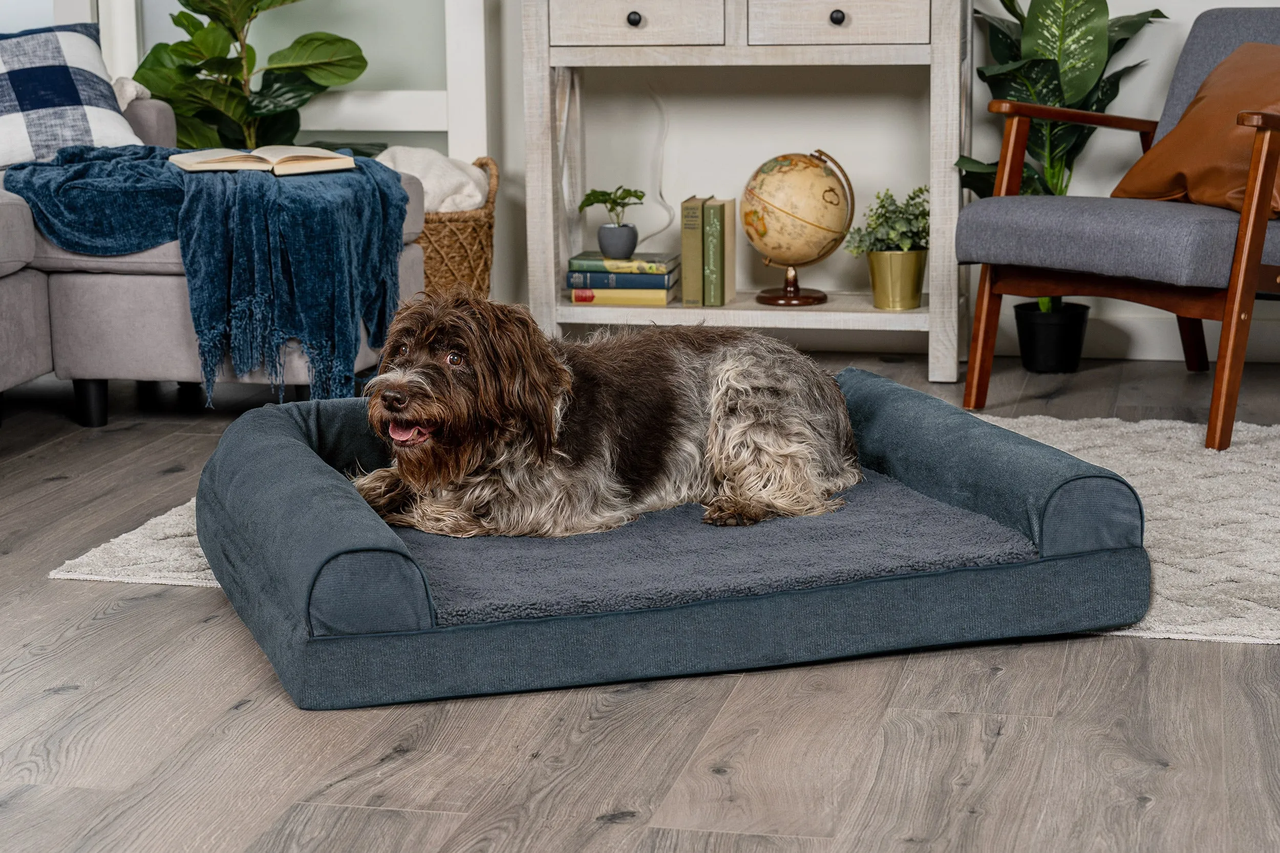 Sofa Dog Bed - Faux Fleece & Chenille