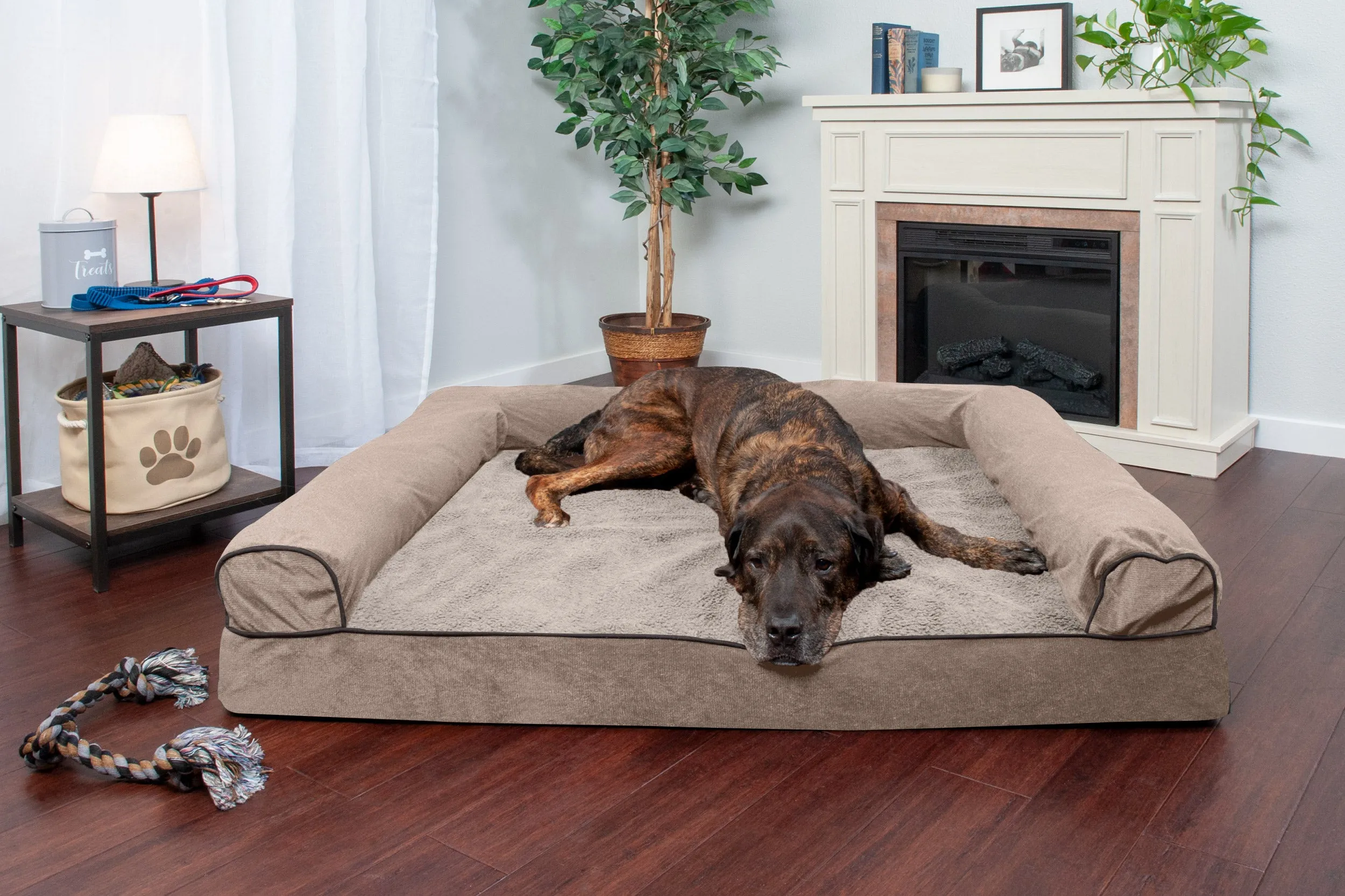 Sofa Dog Bed - Faux Fleece & Chenille