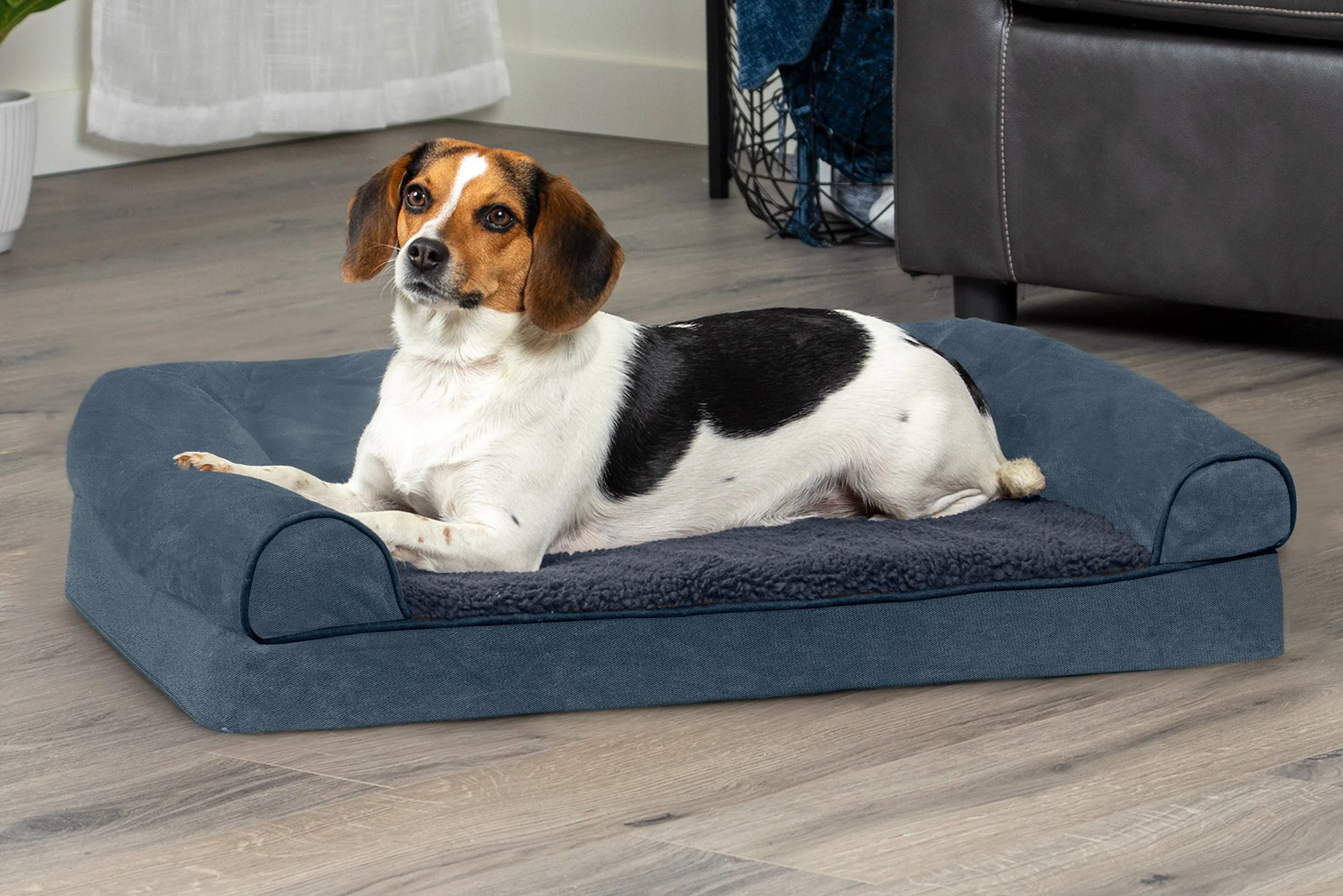 Sofa Dog Bed - Faux Fleece & Chenille