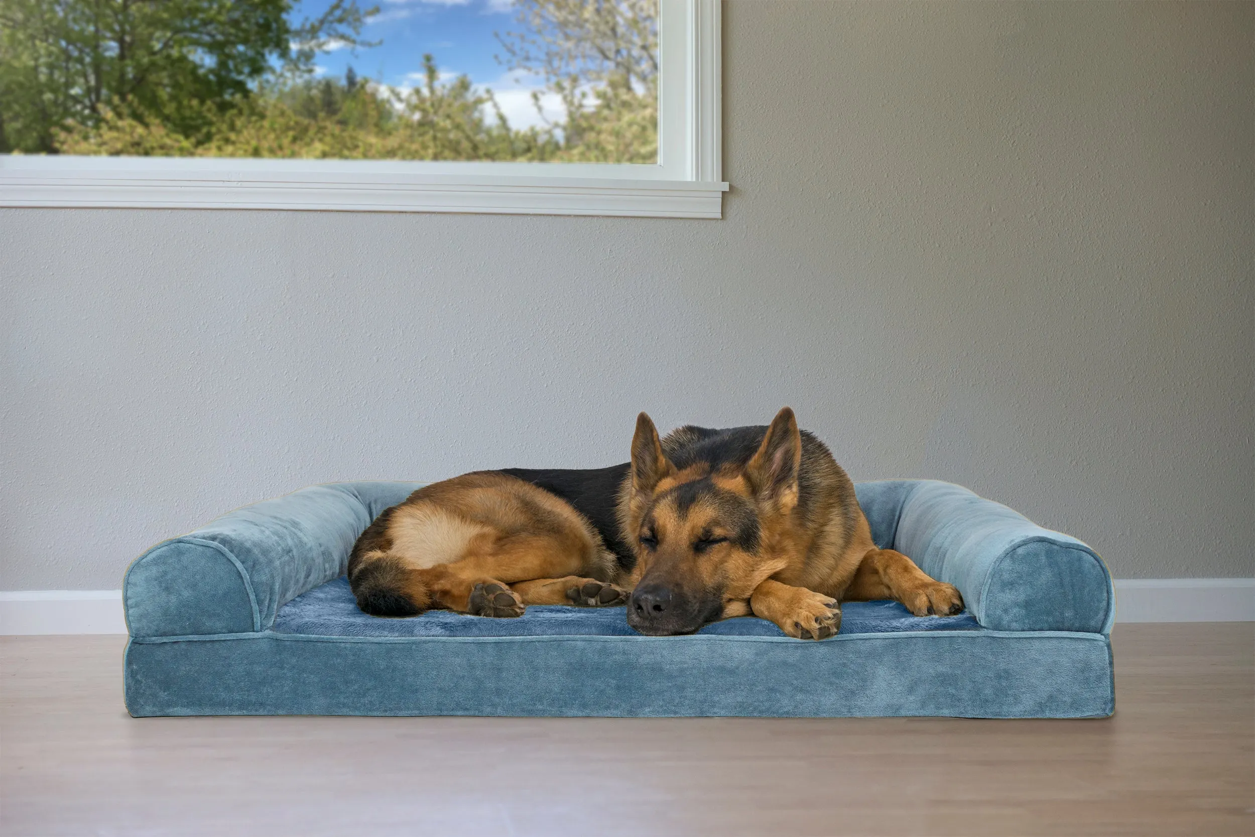 Sofa Dog Bed - Faux Fur & Velvet