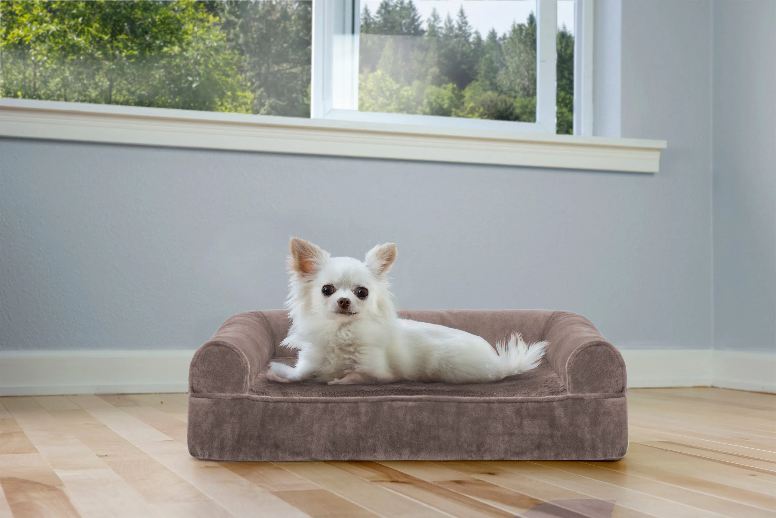 Sofa Dog Bed - Faux Fur & Velvet