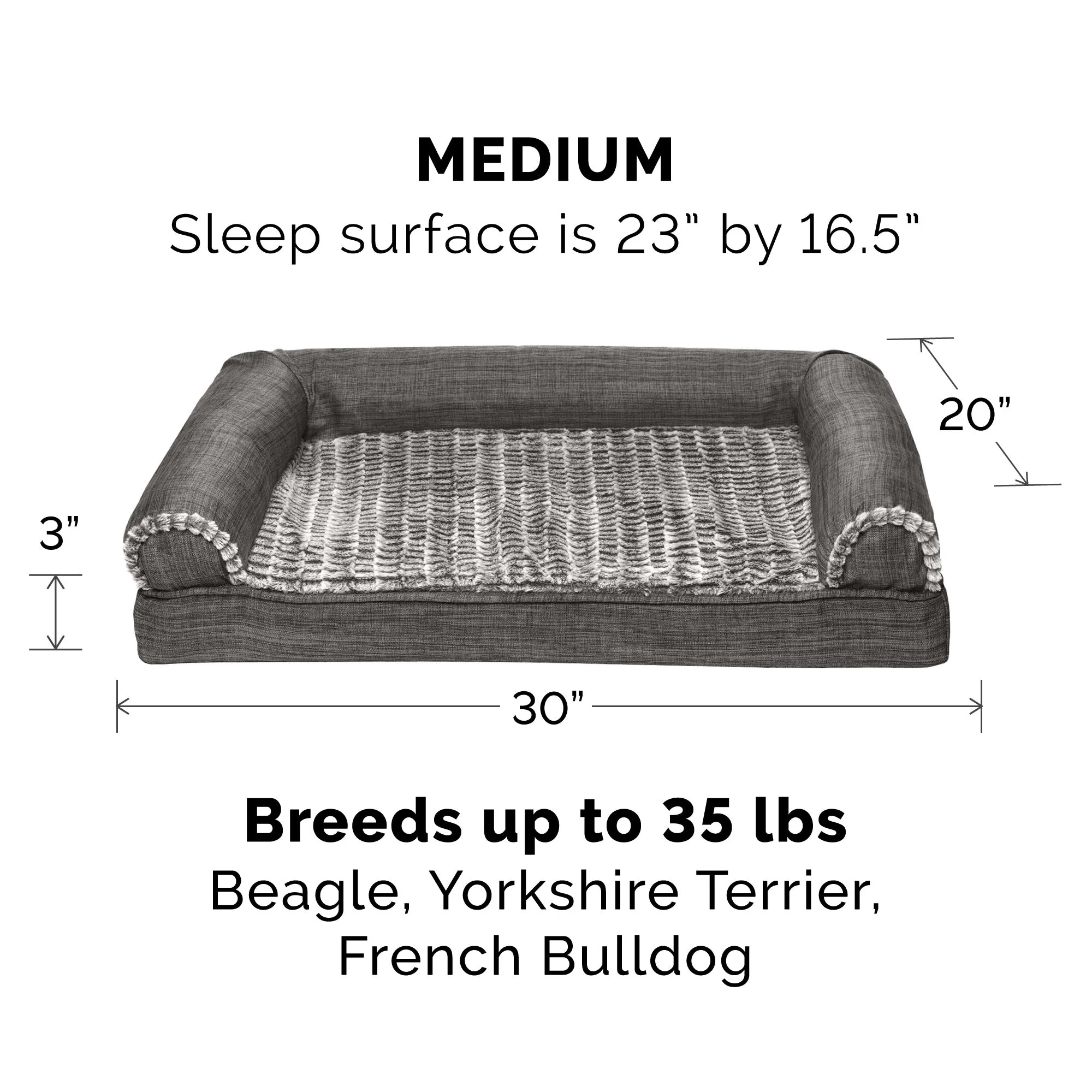 Sofa Dog Bed - Luxe Fur & Performance Linen