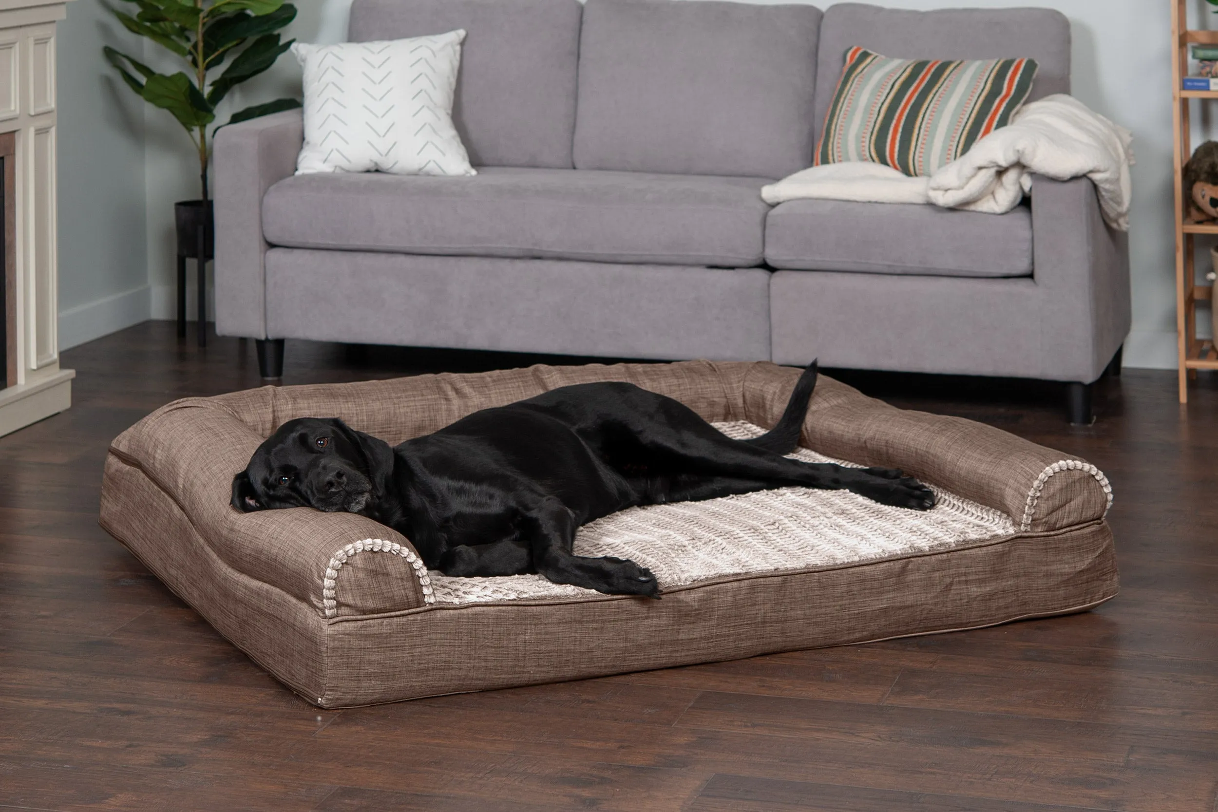 Sofa Dog Bed - Luxe Fur & Performance Linen