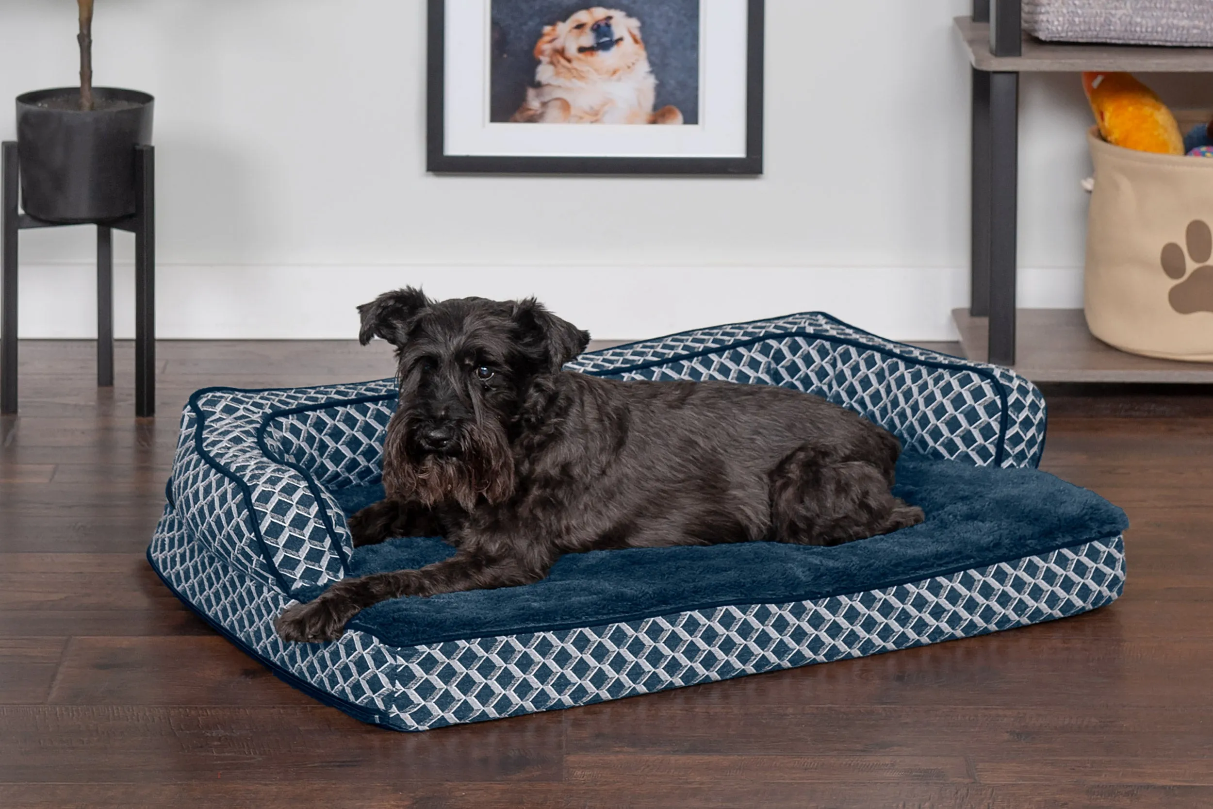 Sofa Dog Bed - Plush & Diamond Decor Comfy Couch