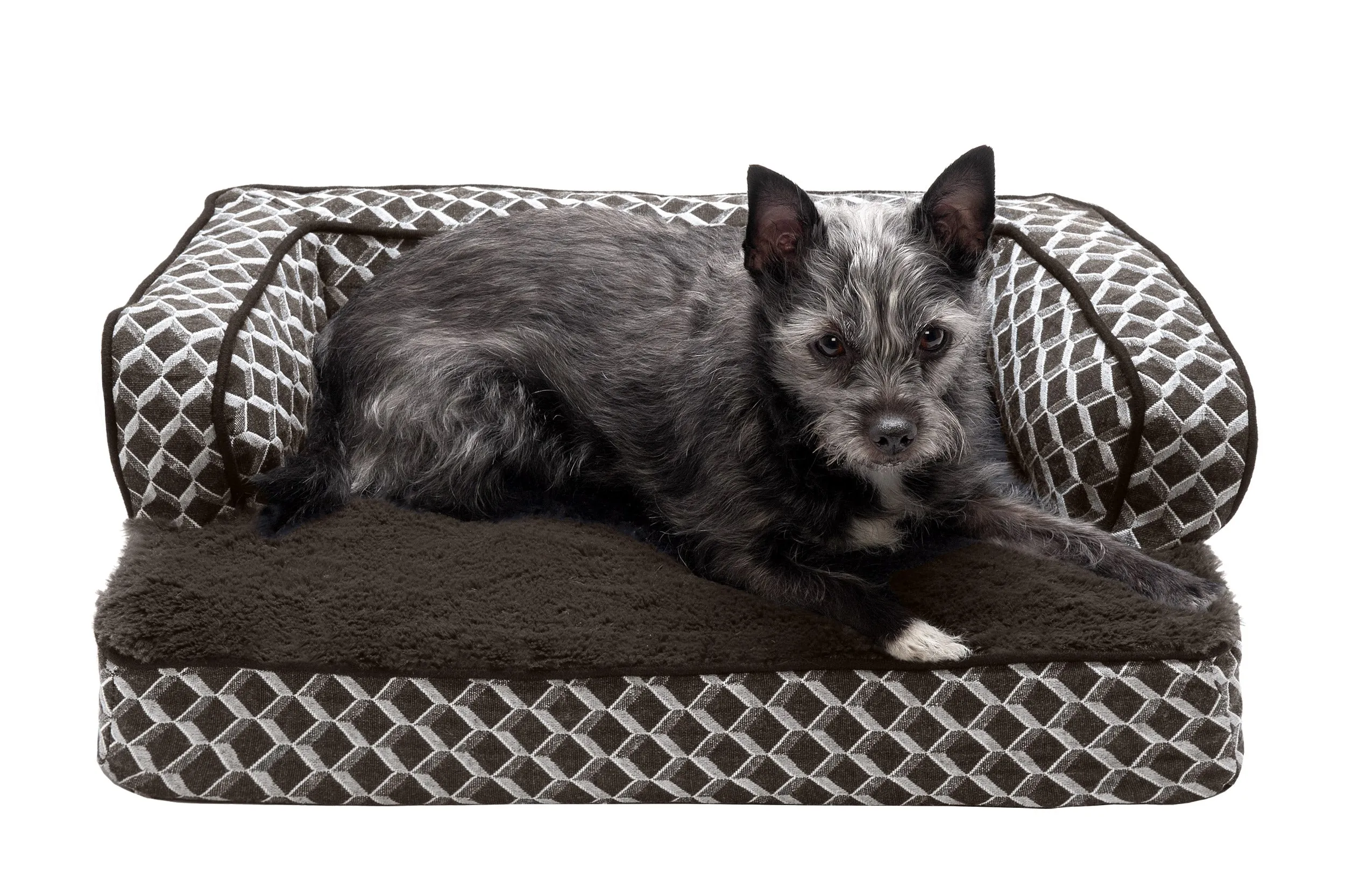 Sofa Dog Bed - Plush & Diamond Decor Comfy Couch