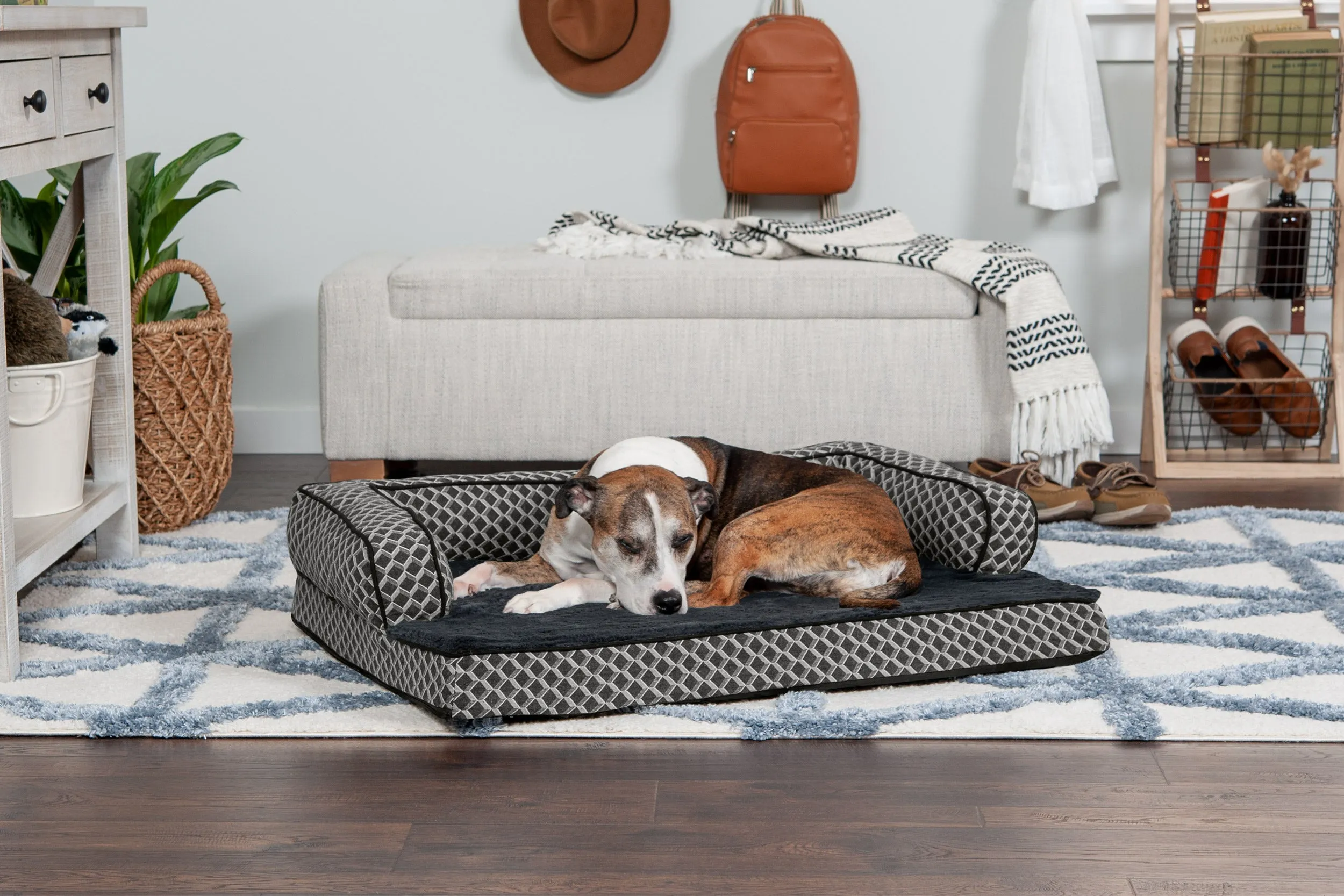 Sofa Dog Bed - Plush & Diamond Decor Comfy Couch