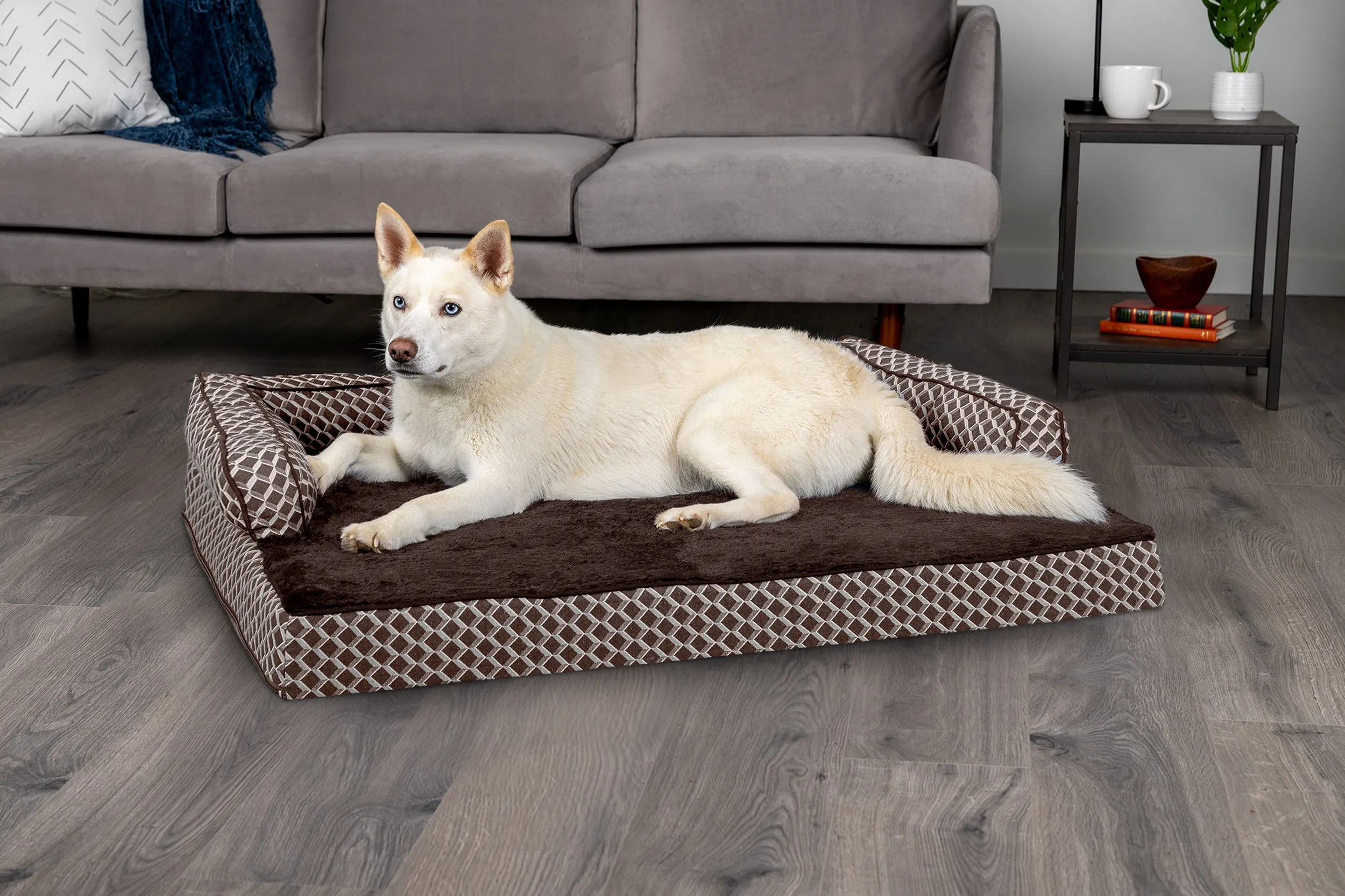 Sofa Dog Bed - Plush & Diamond Decor Comfy Couch