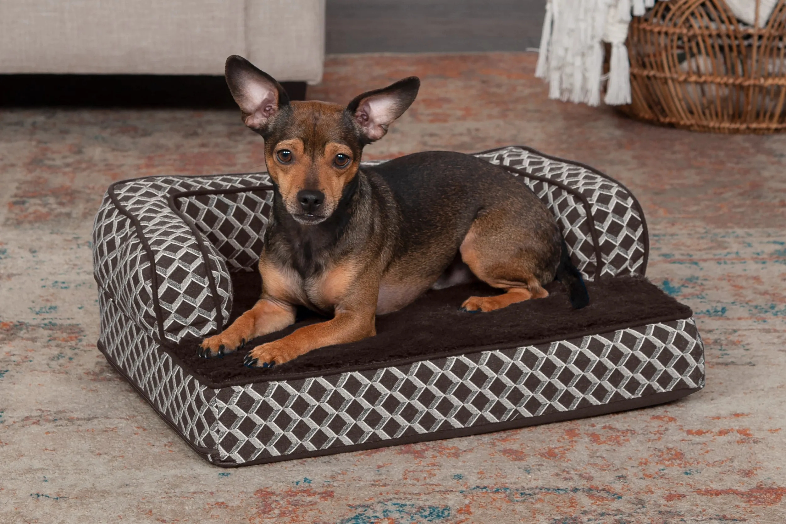 Sofa Dog Bed - Plush & Diamond Decor Comfy Couch