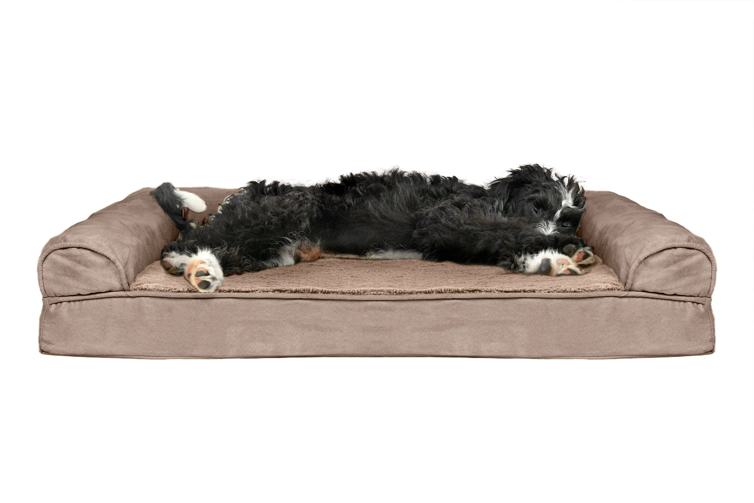 Sofa Dog Bed - Plush & Suede