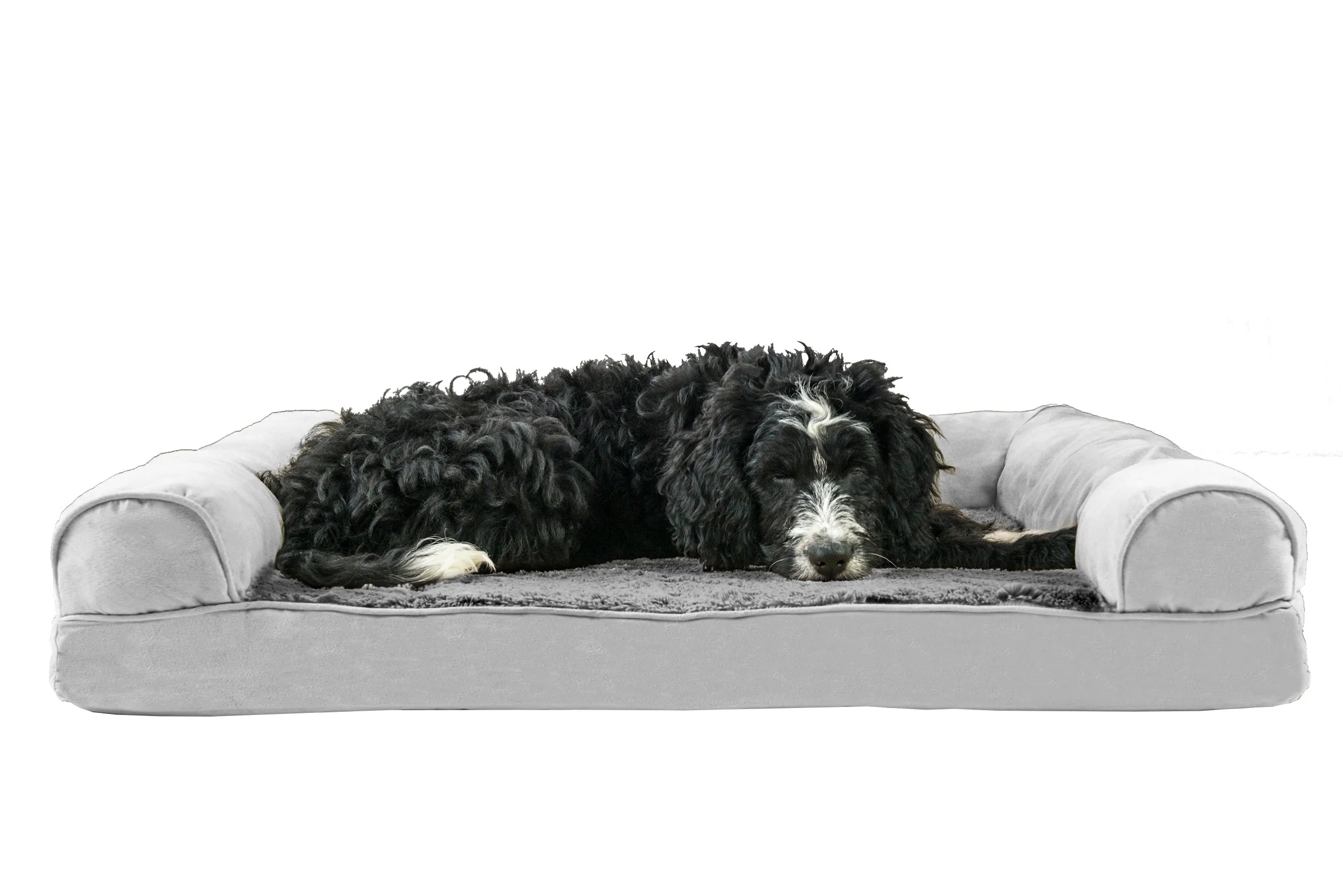 Sofa Dog Bed - Plush & Suede